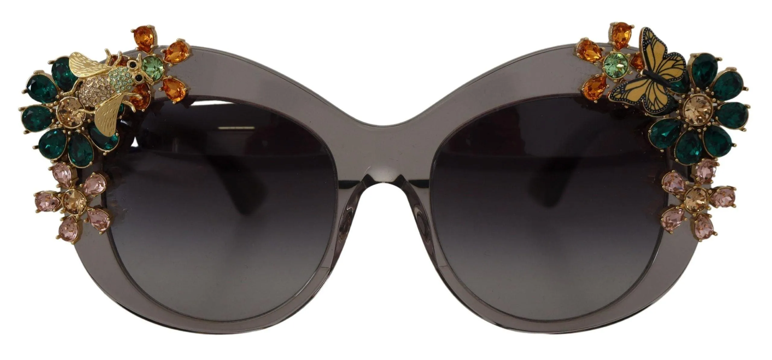 Dolce & Gabbana Grey Acetate Frame Crystals Cat Eye DG4245B Sunglasses