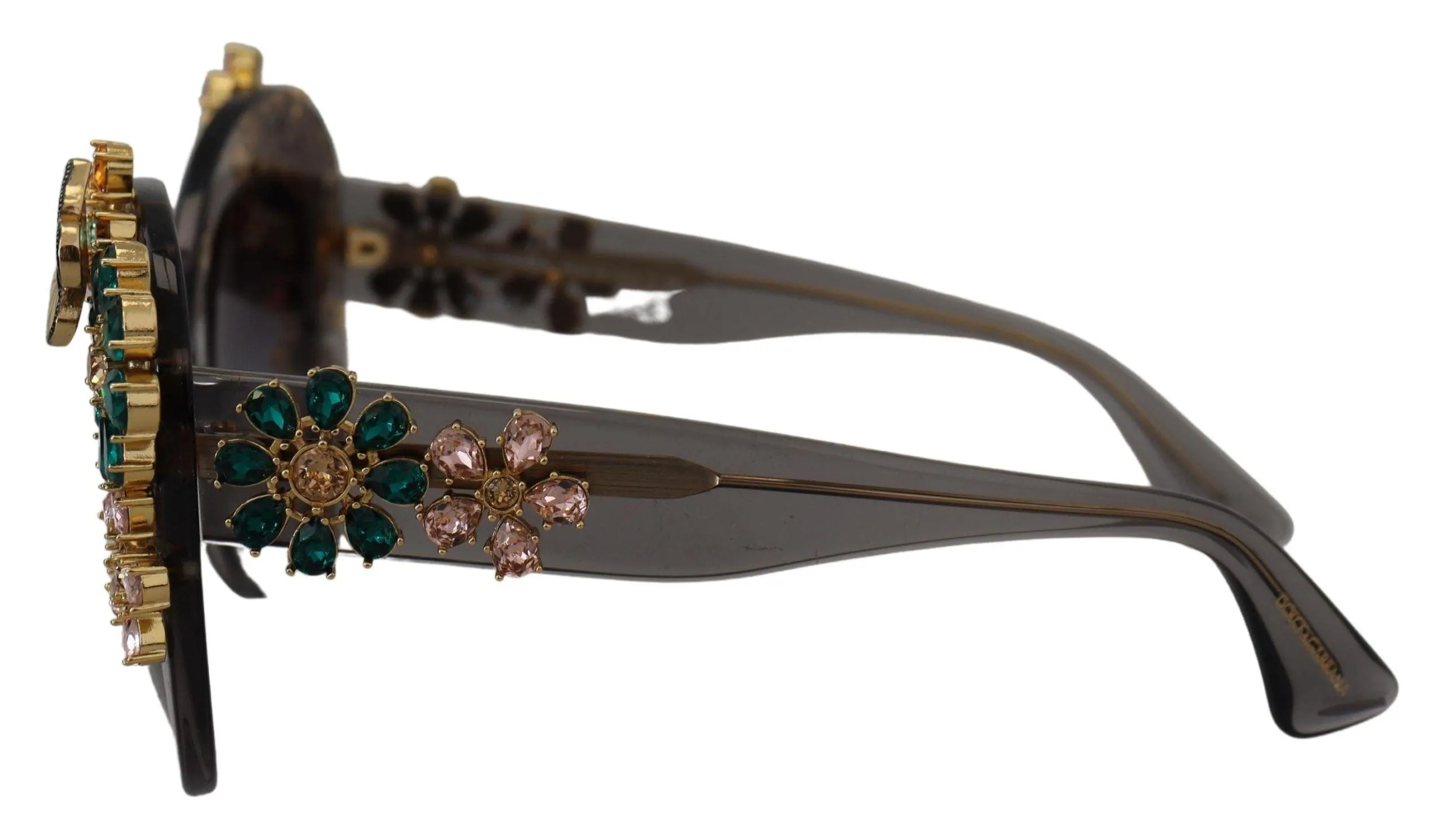 Dolce & Gabbana Grey Acetate Frame Crystals Cat Eye DG4245B Sunglasses