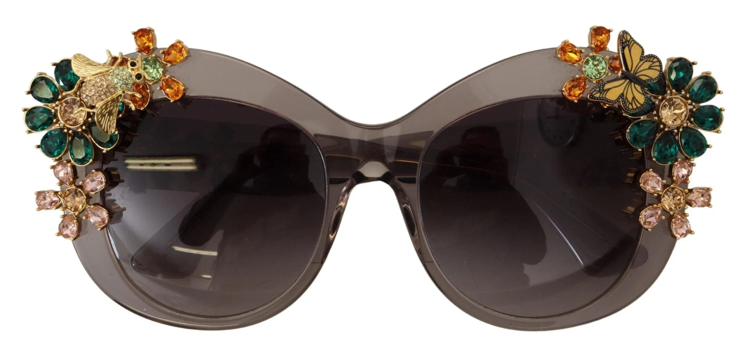 Dolce & Gabbana Grey Acetate Frame Crystals Cat Eye DG4245B Sunglasses