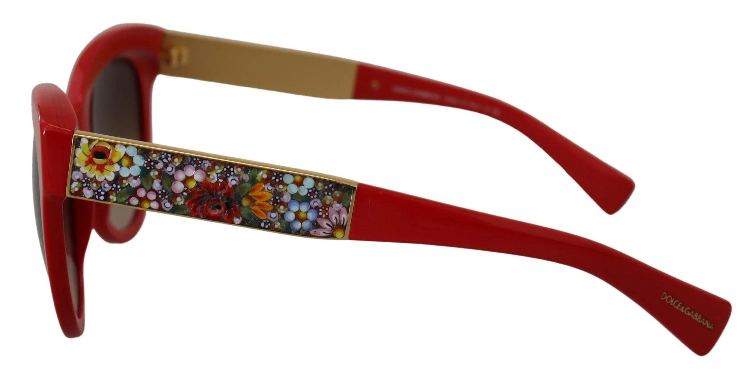 Dolce & Gabbana Red Cat Eye Lens Floral Arm Shades DG4215 Sunglasses