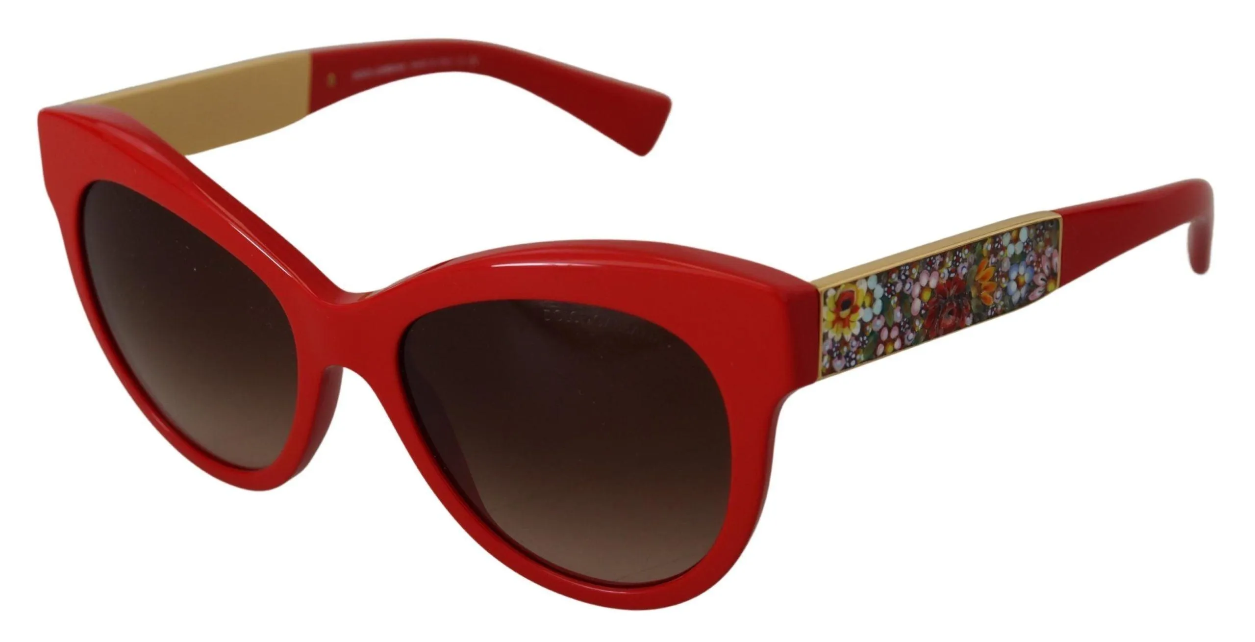 Dolce & Gabbana Red Cat Eye Lens Floral Arm Shades DG4215 Sunglasses