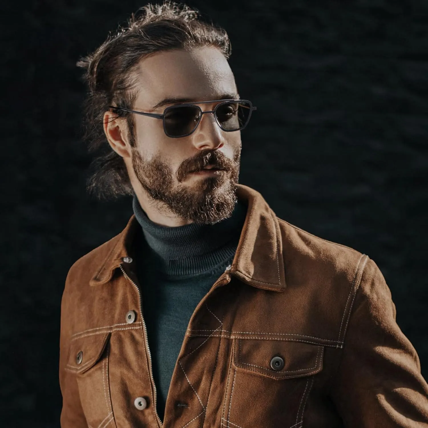 Dollger Sunglasses Men's Square Aviator Spring Hinge Metal Frame Women's Sunglasses Comfortable Punk Sunglasses Men's