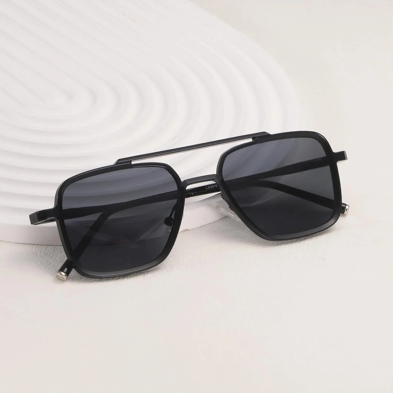 Dollger Sunglasses Men's Square Aviator Spring Hinge Metal Frame Women's Sunglasses Comfortable Punk Sunglasses Men's