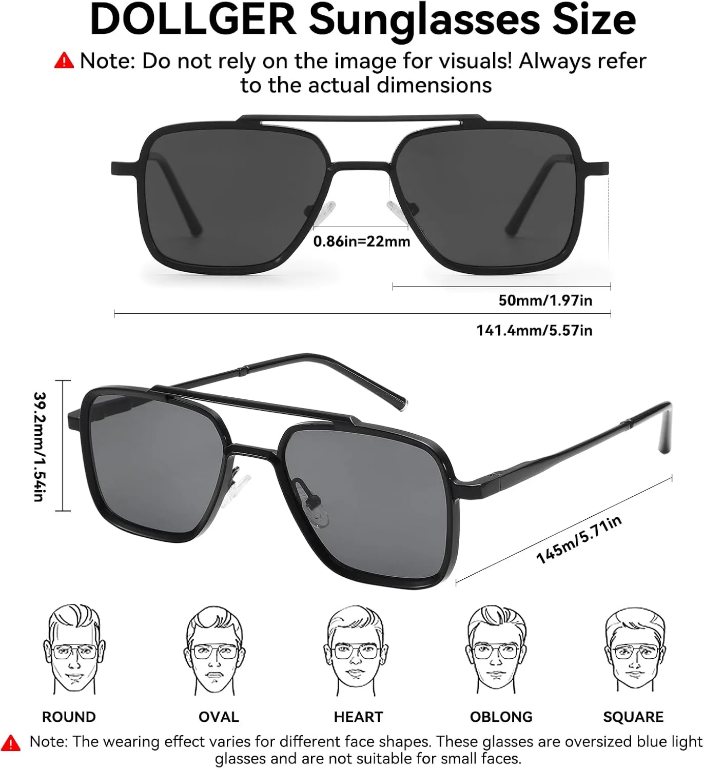 Dollger Sunglasses Men's Square Aviator Spring Hinge Metal Frame Women's Sunglasses Comfortable Punk Sunglasses Men's