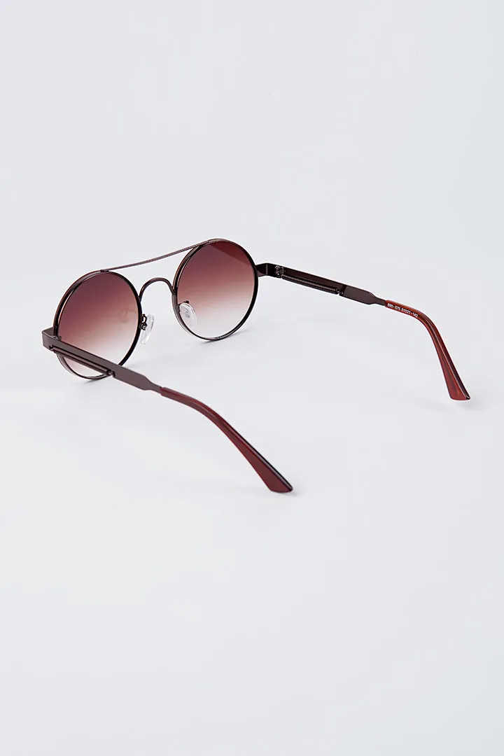 Double Bridge Round Sunglasses - Brown