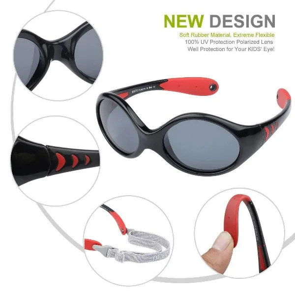 Duco Baby Sunglasses for Baby & Toddler, Strap and Case Included, Ages 0-3 years
