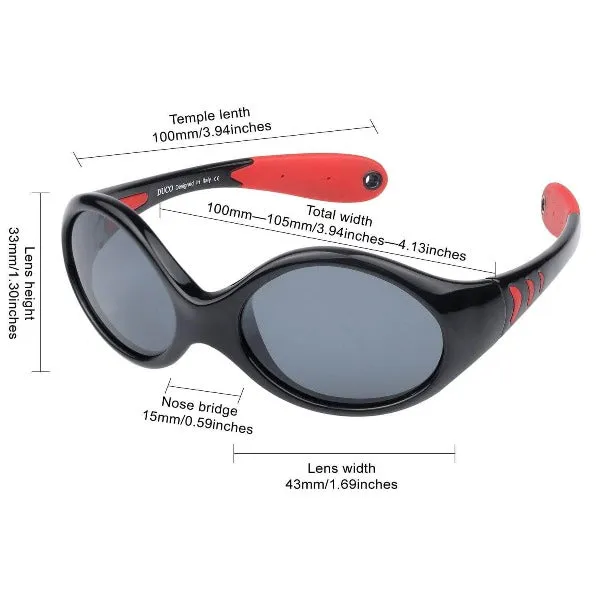 Duco Baby Sunglasses for Baby & Toddler, Strap and Case Included, Ages 0-3 years