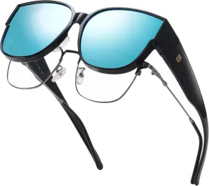 DUCO Fit Over Sunglasses for Men Women Wear Over Glasses Retro Wrap Around Polarized Sun Glasses UV400 Protection