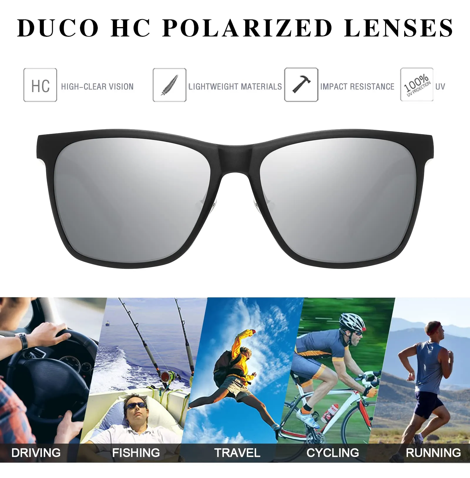 DUCO Men's Metal Classic Driving Polarized Sunglasses 3029H