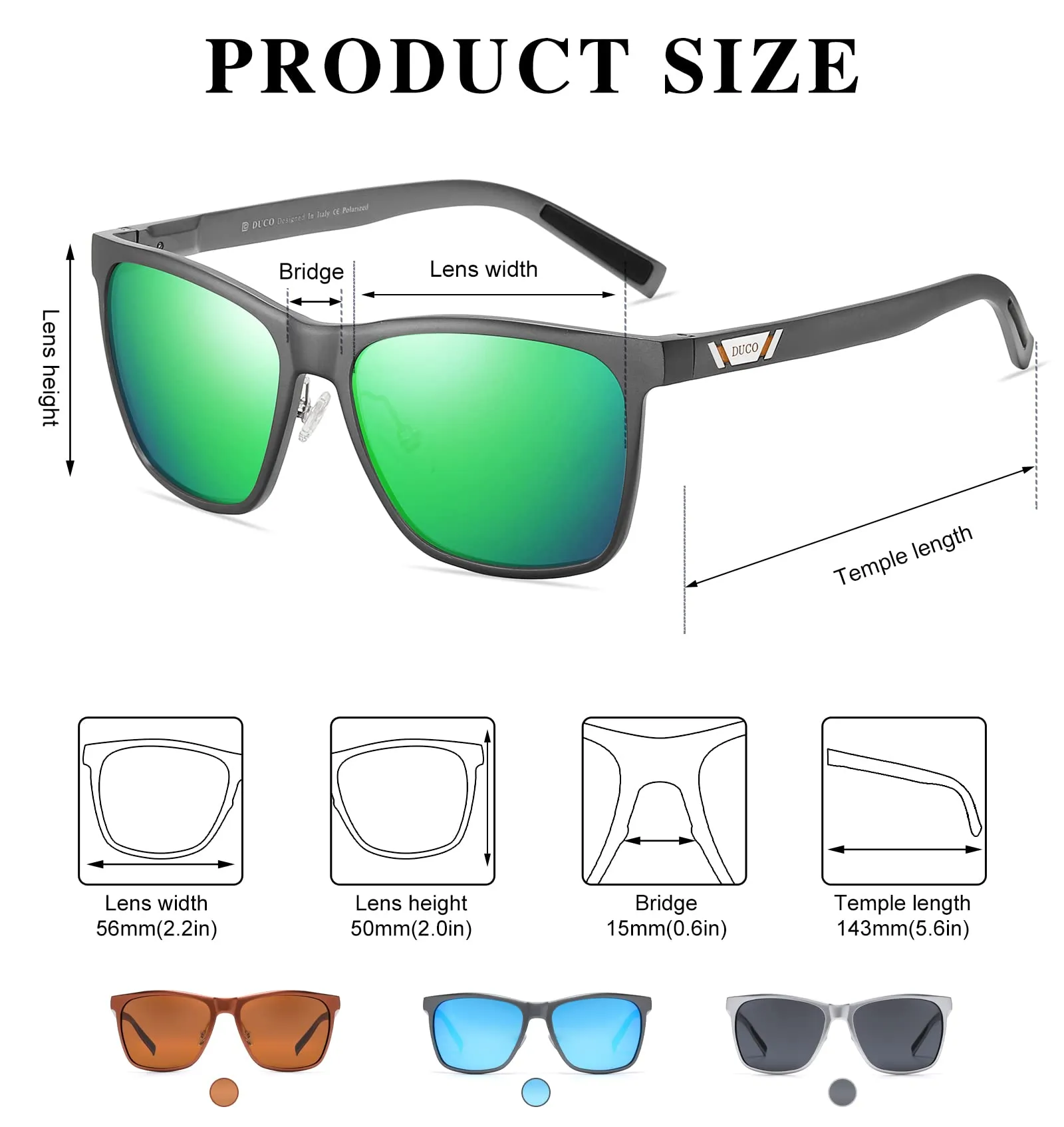 DUCO Men's Metal Classic Driving Polarized Sunglasses 3029H