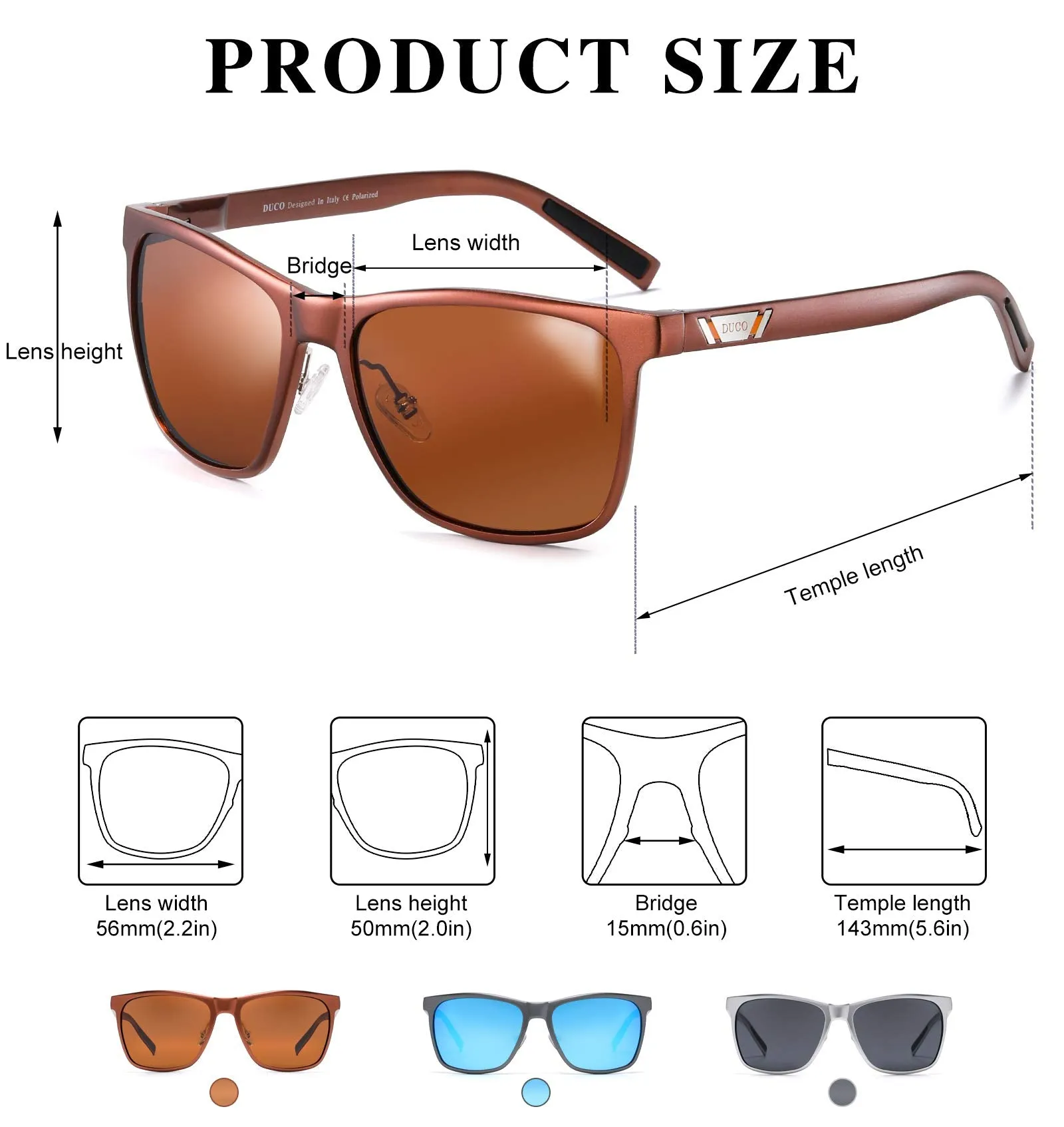 DUCO Men's Metal Classic Driving Polarized Sunglasses 3029H