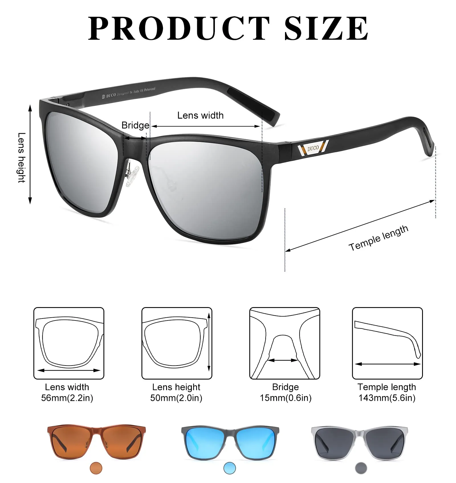 DUCO Men's Metal Classic Driving Polarized Sunglasses 3029H