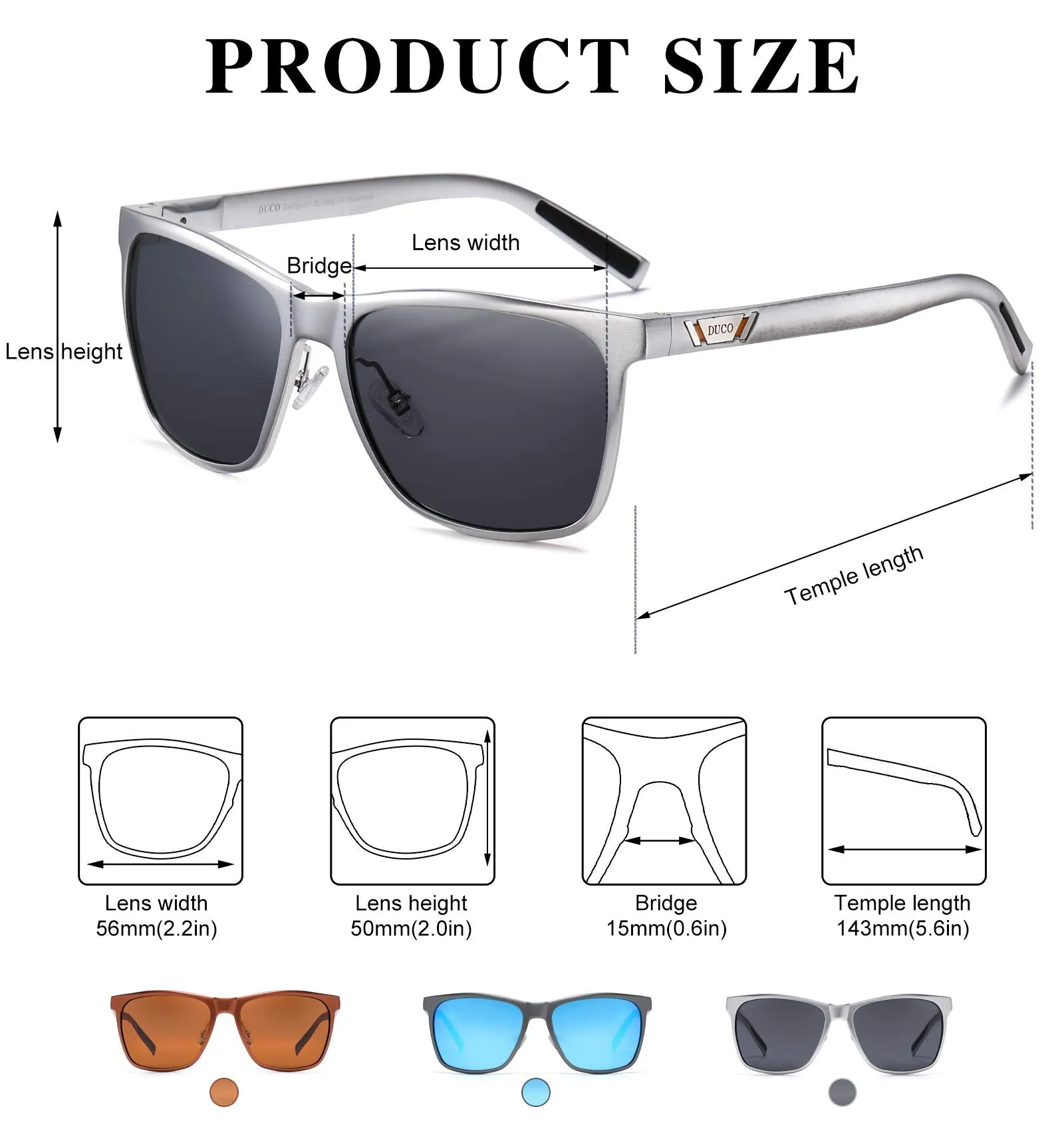 DUCO Men's Metal Classic Driving Polarized Sunglasses 3029H