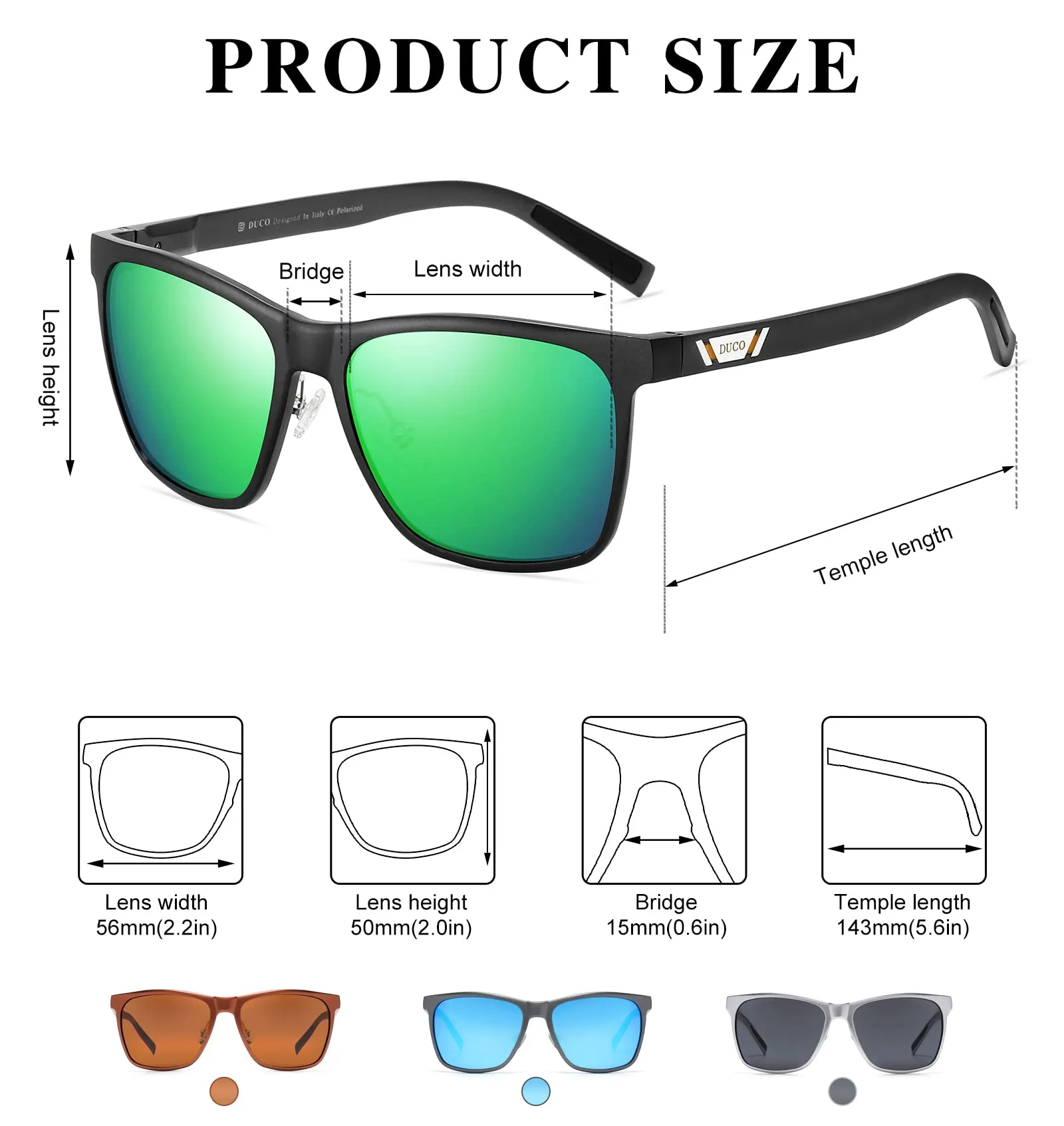 DUCO Men's Metal Classic Driving Polarized Sunglasses 3029H