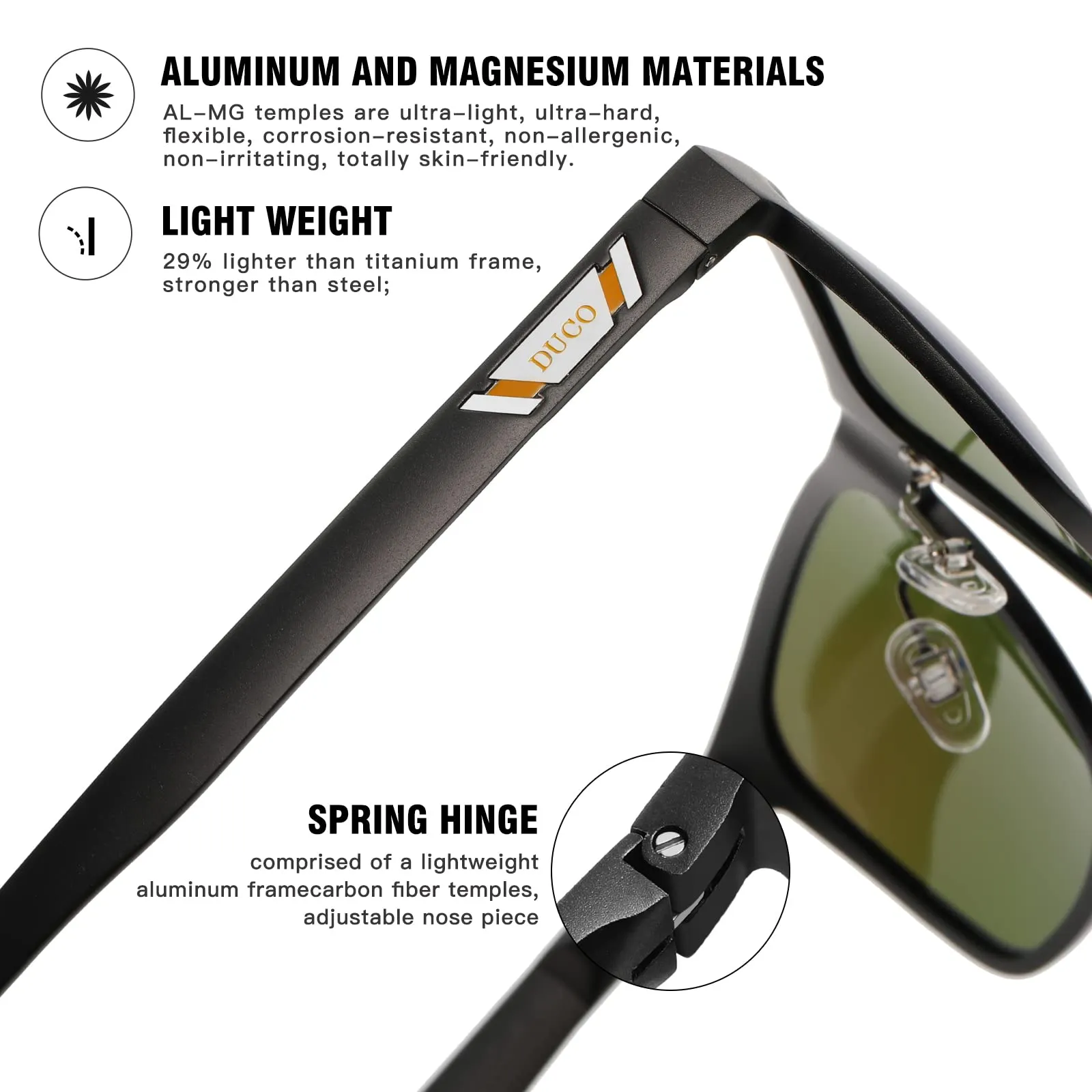 DUCO Men's Metal Classic Driving Polarized Sunglasses 3029H