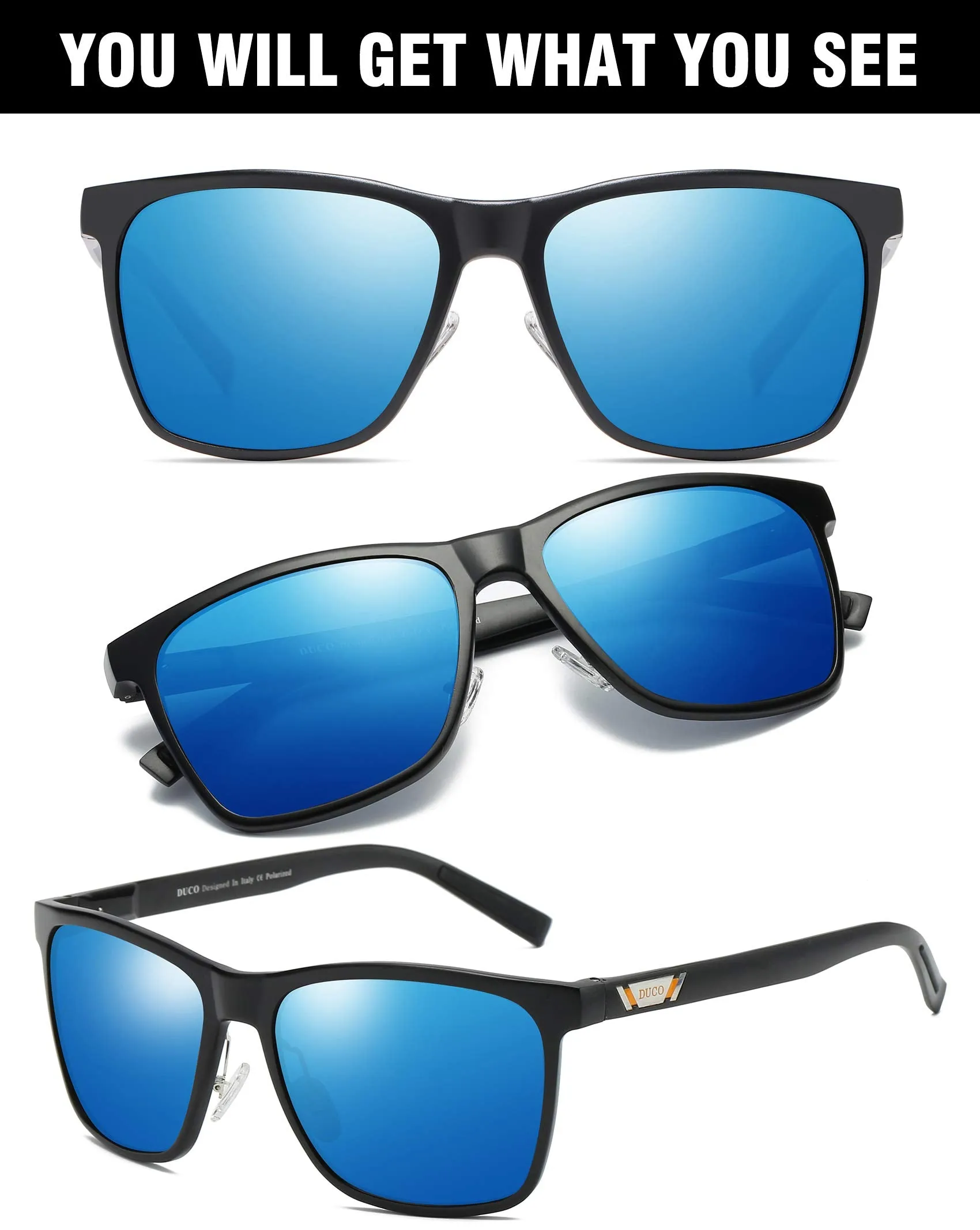 DUCO Men's Metal Classic Driving Polarized Sunglasses 3029H
