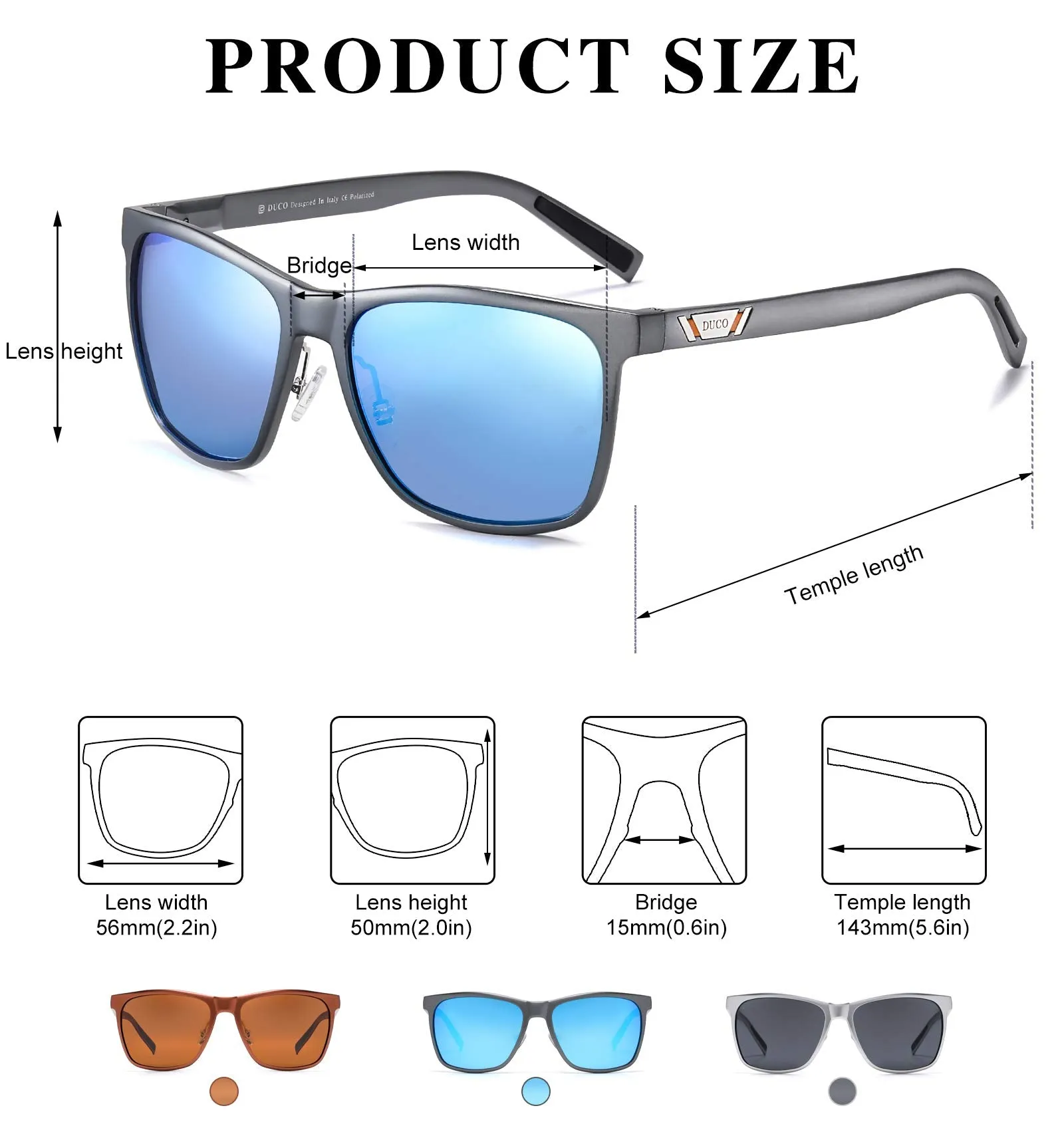 DUCO Men's Metal Classic Driving Polarized Sunglasses 3029H