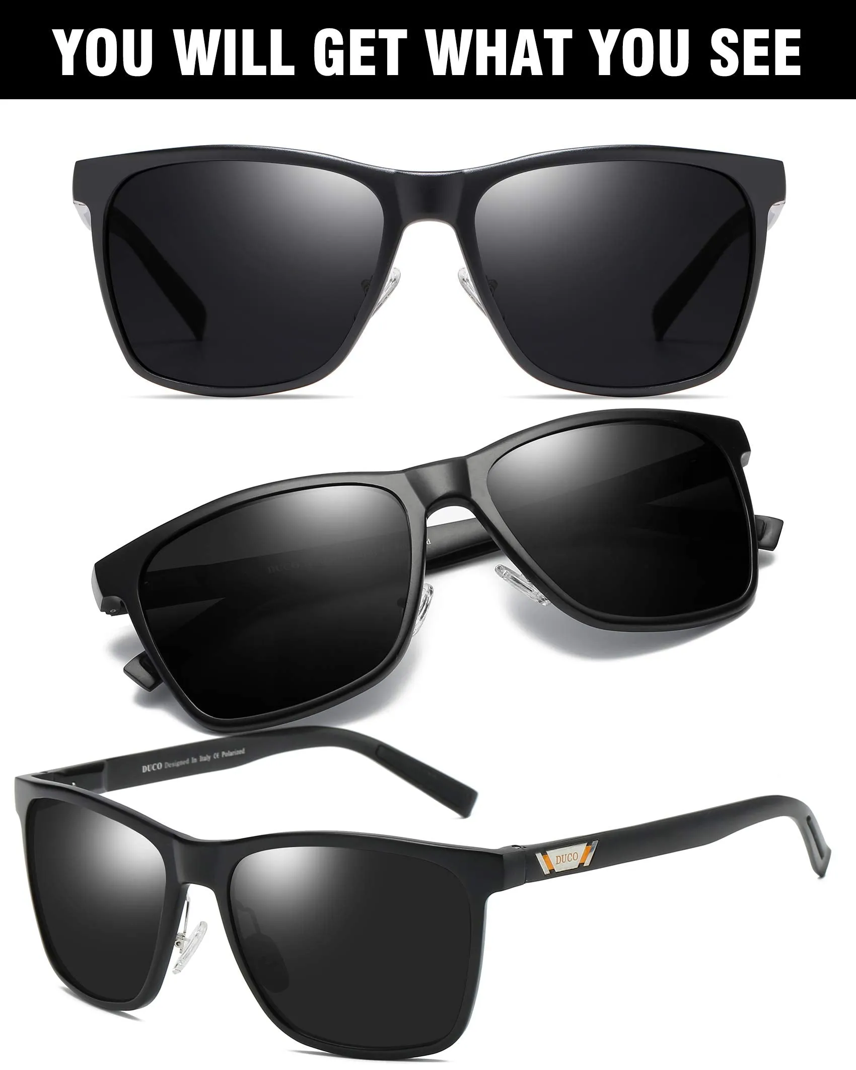 DUCO Men's Metal Classic Driving Polarized Sunglasses 3029H
