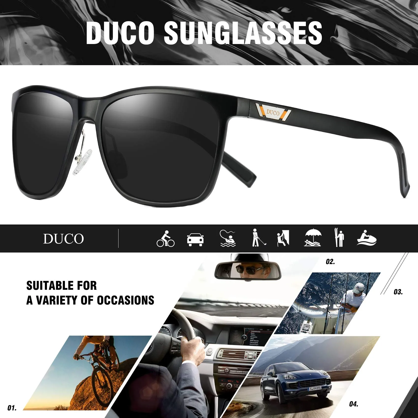DUCO Men's Metal Classic Driving Polarized Sunglasses 3029H