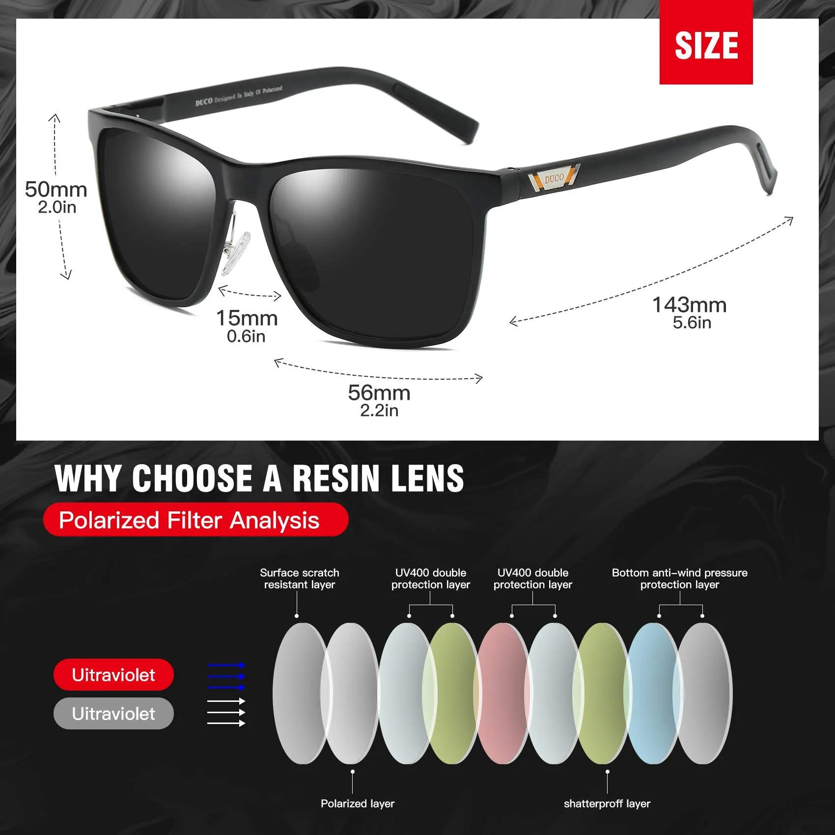 DUCO Men's Metal Classic Driving Polarized Sunglasses 3029H