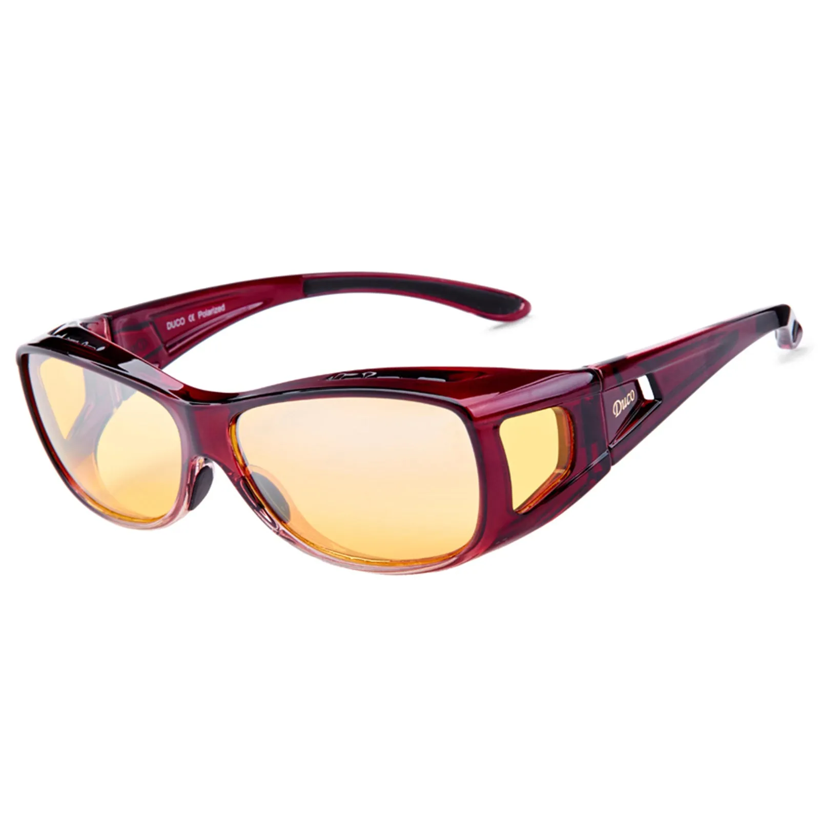 Duco Night Vision Glasses for Driving at Dusk Rainy Day Anti Glare Fit Over Wrap Around Eyewear Glasses UV400 Polarized