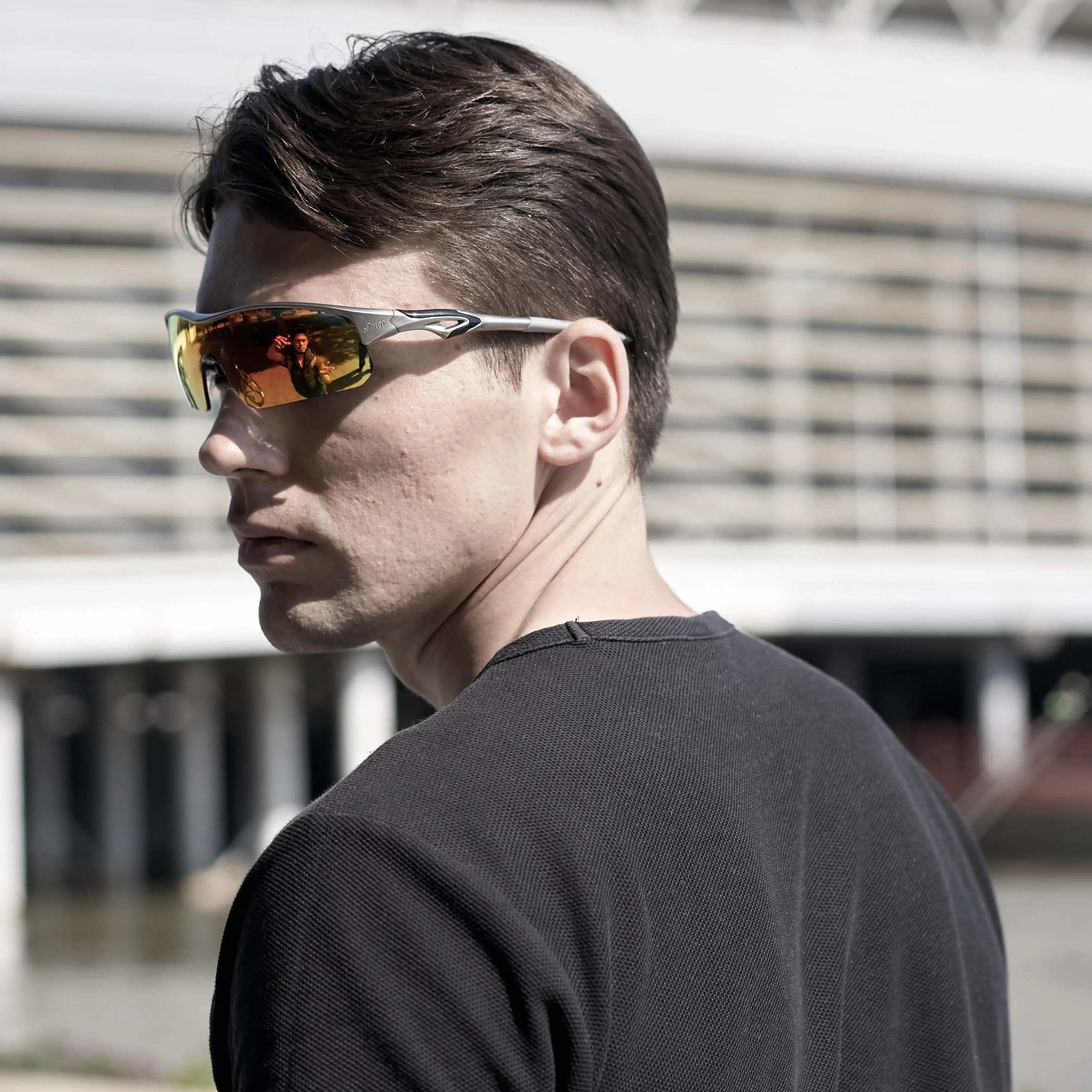 DUCO POLARIZED SPORTS CYCLING SUNGLASSES FOR MEN WITH 5 INTERCHANGEABLE LENSES FOR RUNNING GOLF FISHING HIKING BASEBALL 0020