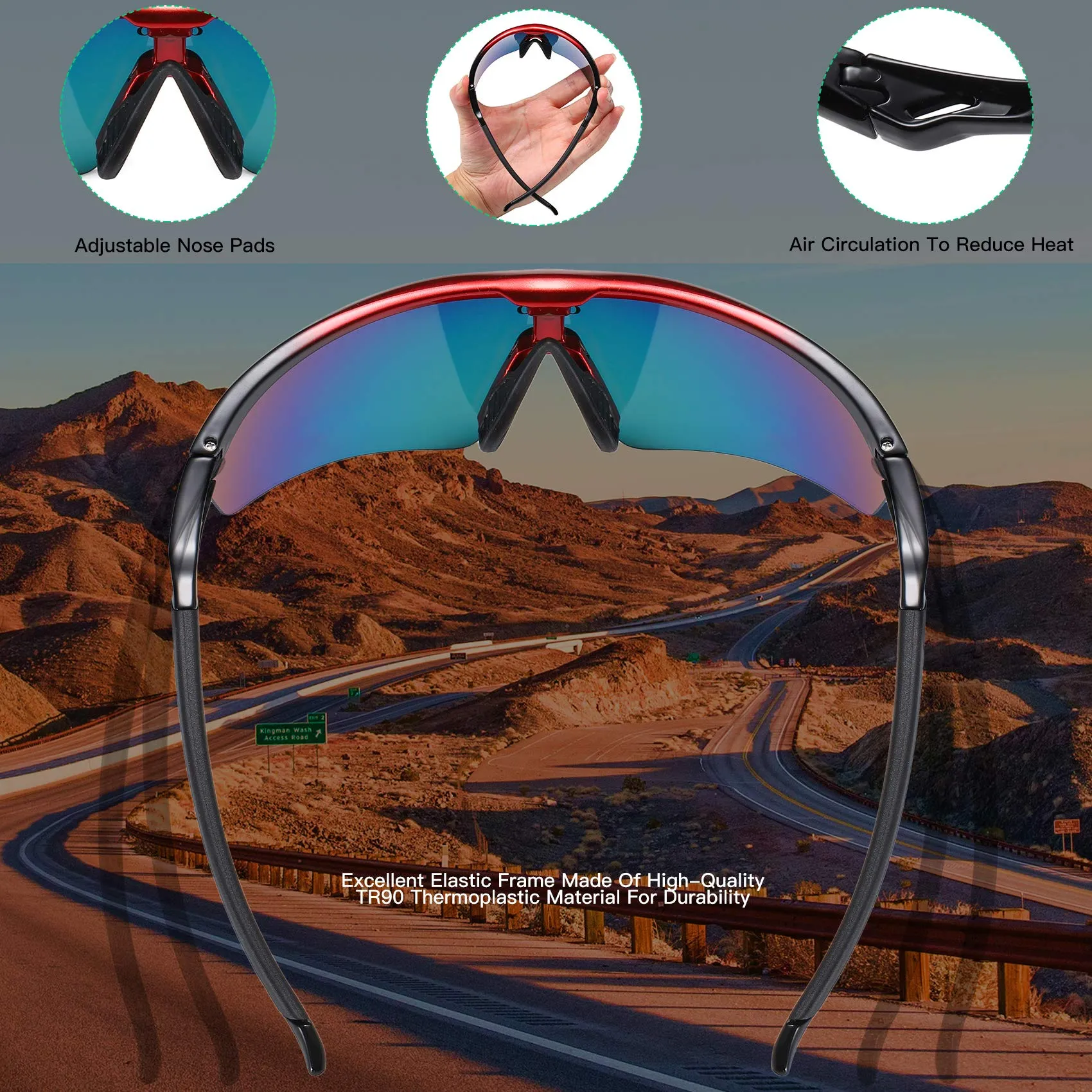 DUCO Polarized Sports Mens Sunglasses for Driving Running Cycling Sun Glasses 0022