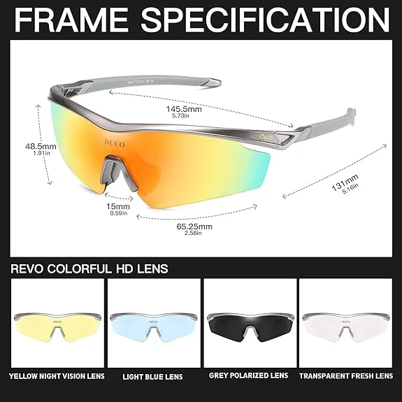 DUCO Polarized Sports Mens Sunglasses for Driving Running Cycling Sun Glasses 0022