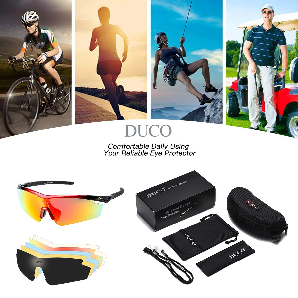DUCO Polarized Sports Mens Sunglasses for Driving Running Cycling Sun Glasses 0022