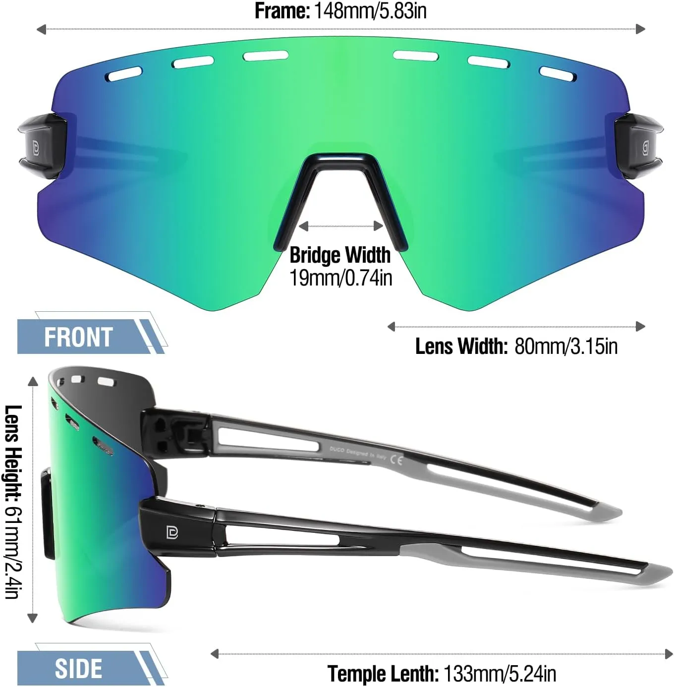 DUCO Polarized Sports Sunglasses for Men Women Driving Cycling Mountain Bike Fishing Running Golf Sun Glasses DC0049