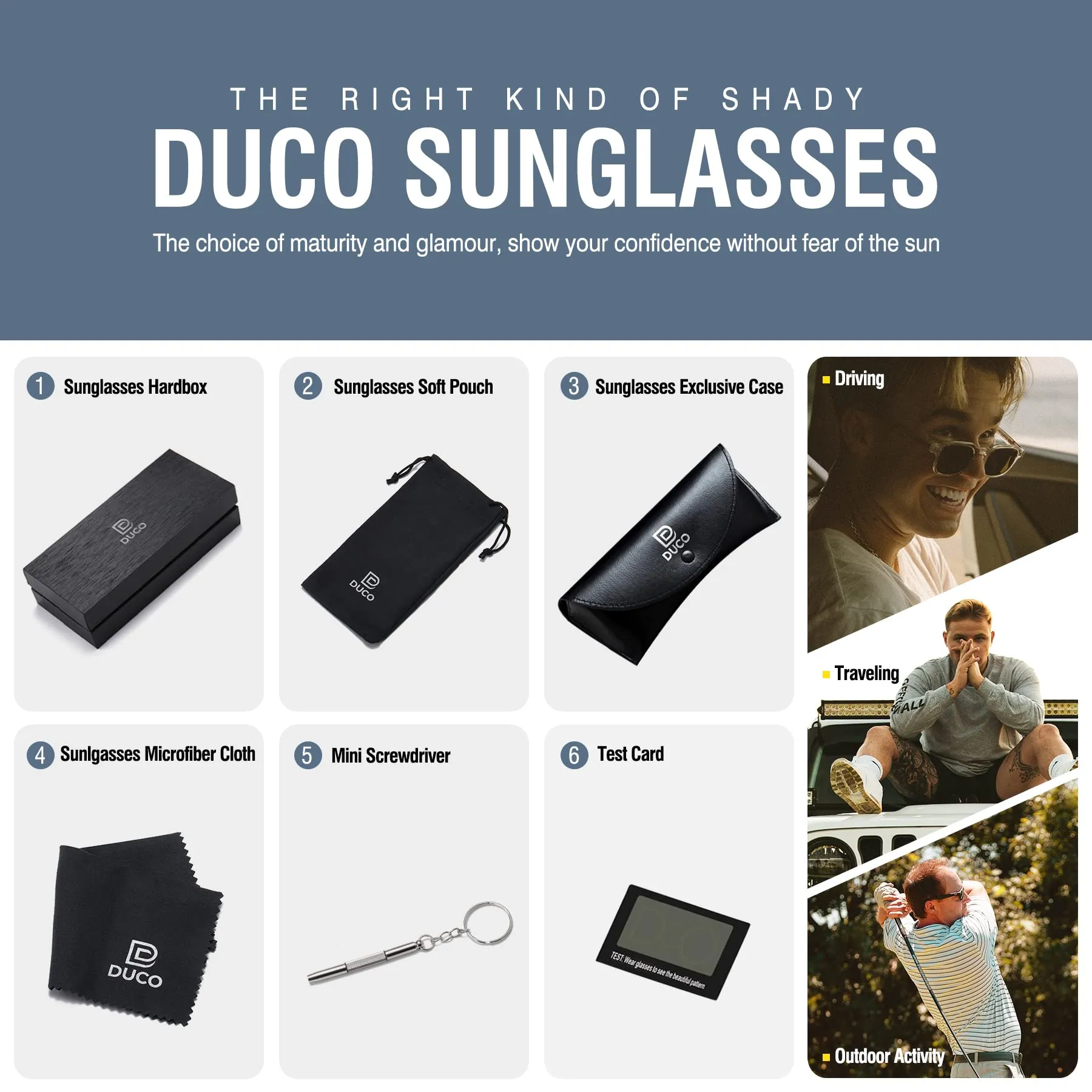 DUCO  Polarized Sunglasses for Men and Women 3025K