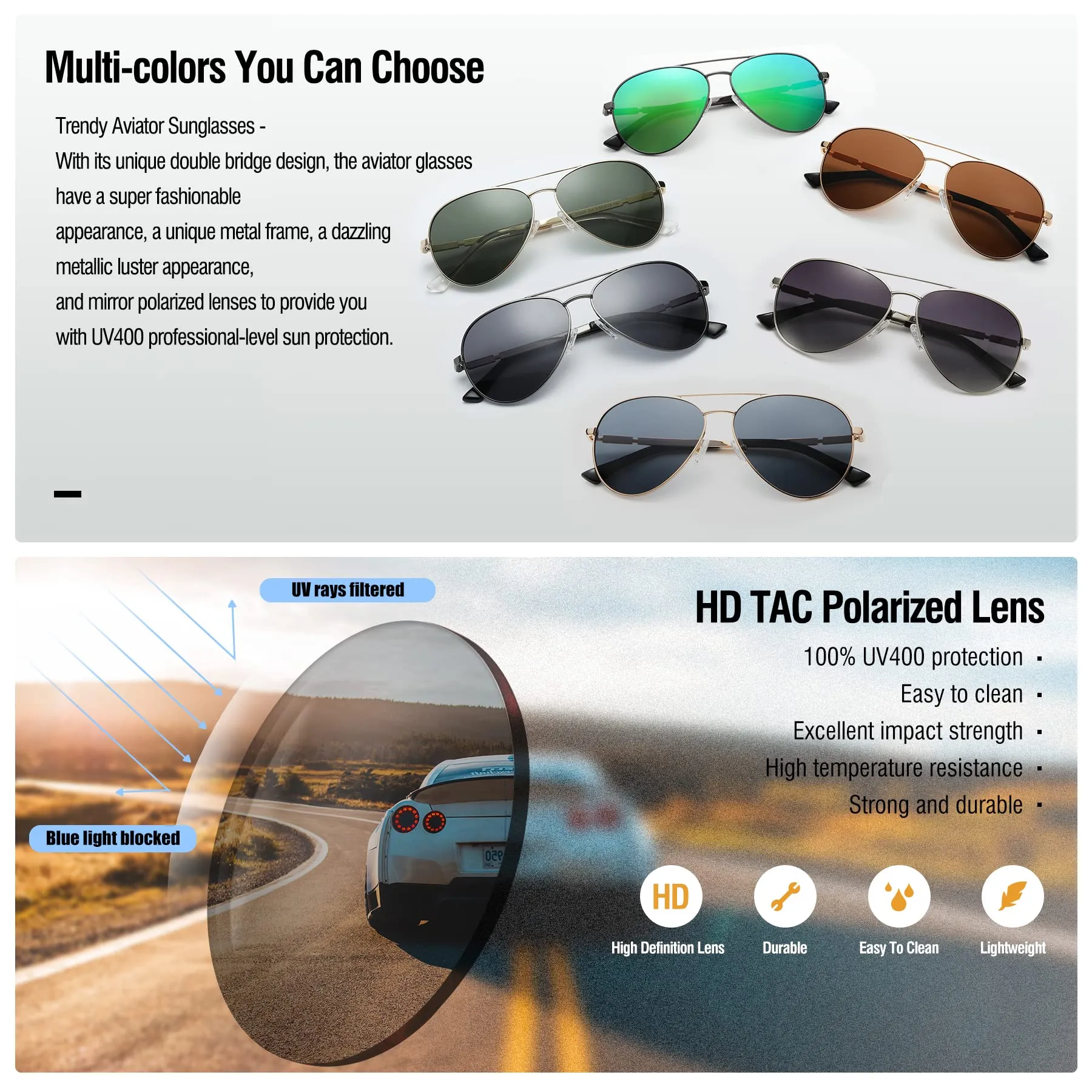 DUCO  Polarized Sunglasses for Men and Women 3025K