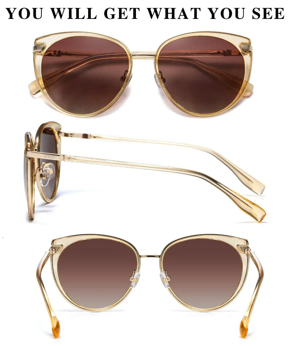DUCO Retro Designer Sunglasses for Women Polarized UV Protection Sunglasses DC1222