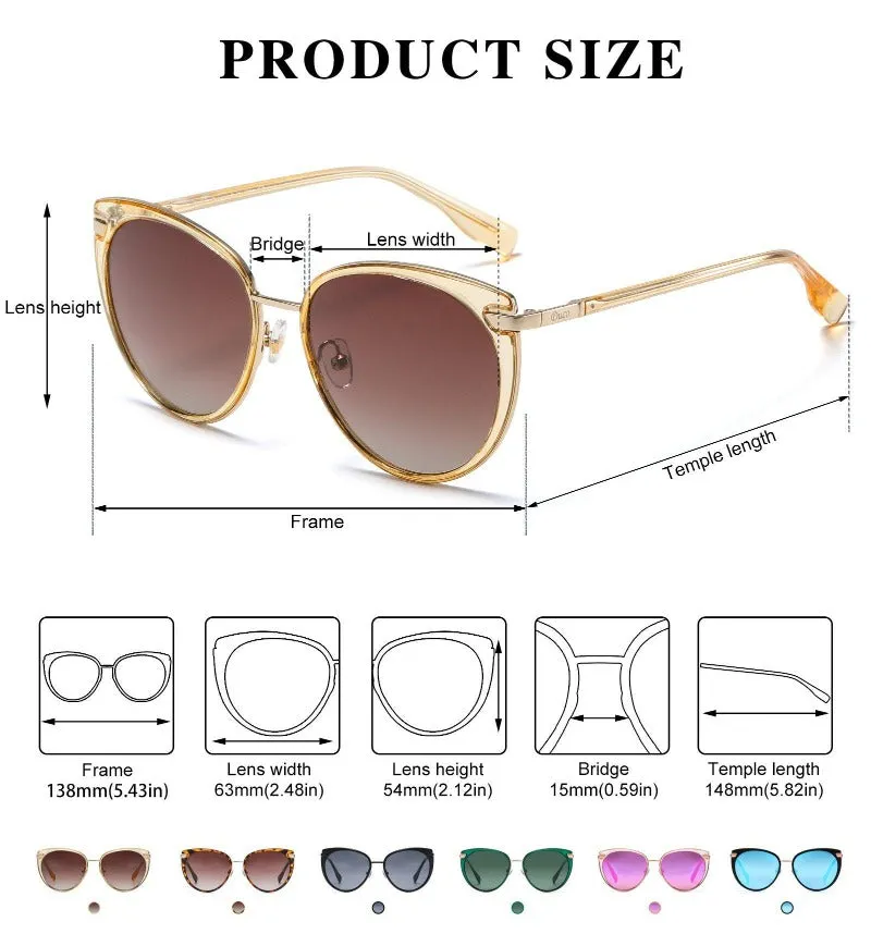 DUCO Retro Designer Sunglasses for Women Polarized UV Protection Sunglasses DC1222