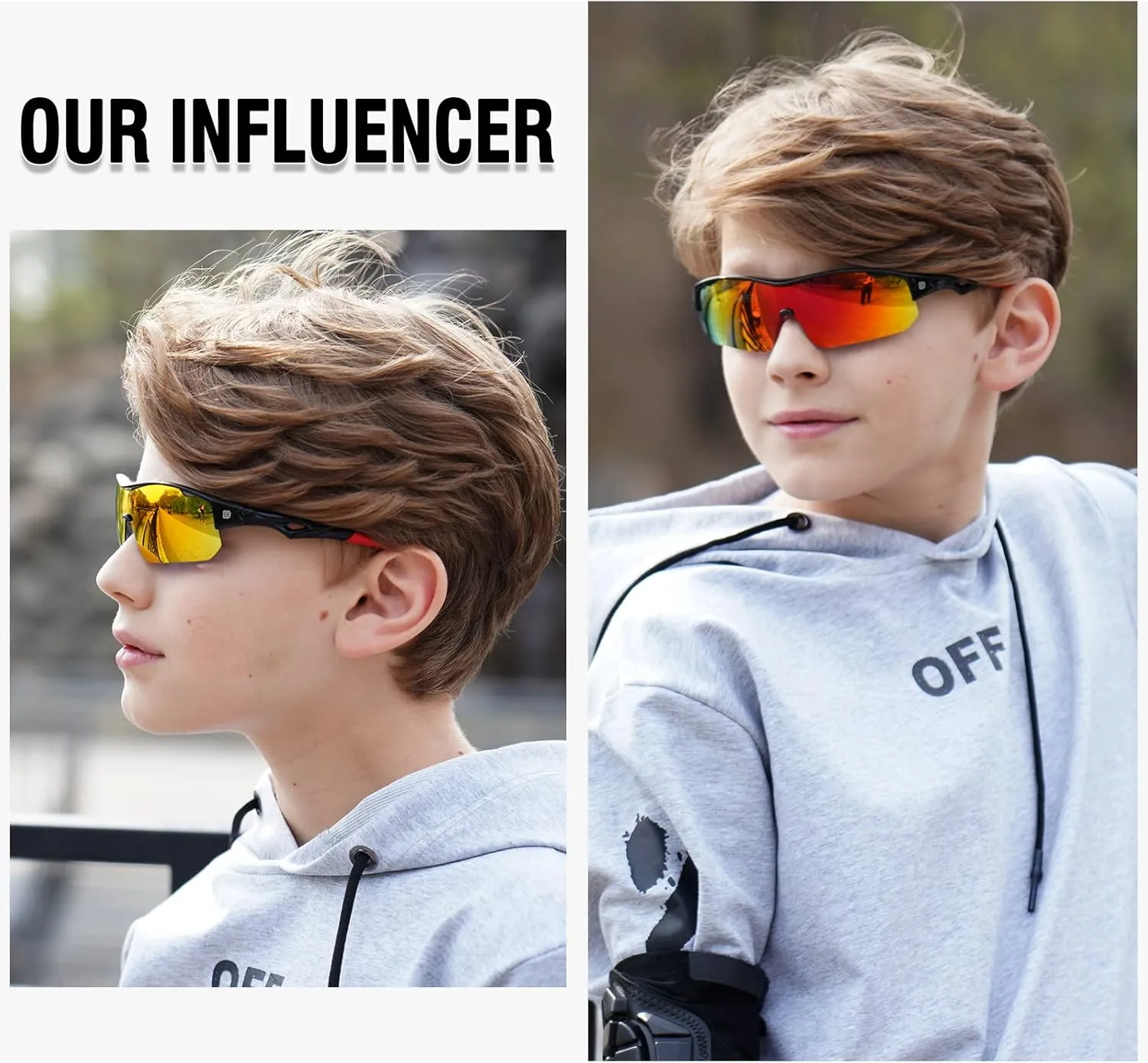 DUCO Sports Youth Baseball Sunglasses for Kids Unbreakable TR90 Frame Lightweight Sun Glasses for Boys and Girls DK261