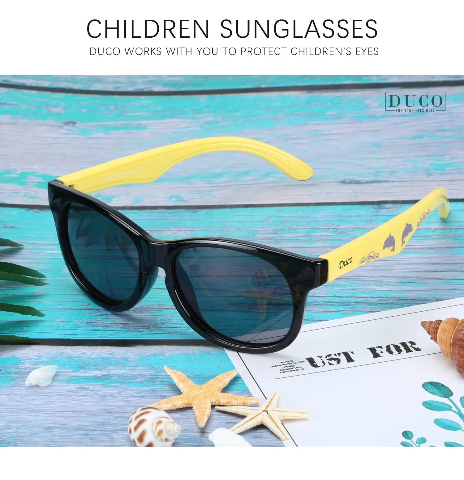 DUCO TPEE Kids Sport Polarized Sunglasses For Kids Boys Girls Rubber Flexible Frame Sunglasses UV Protection