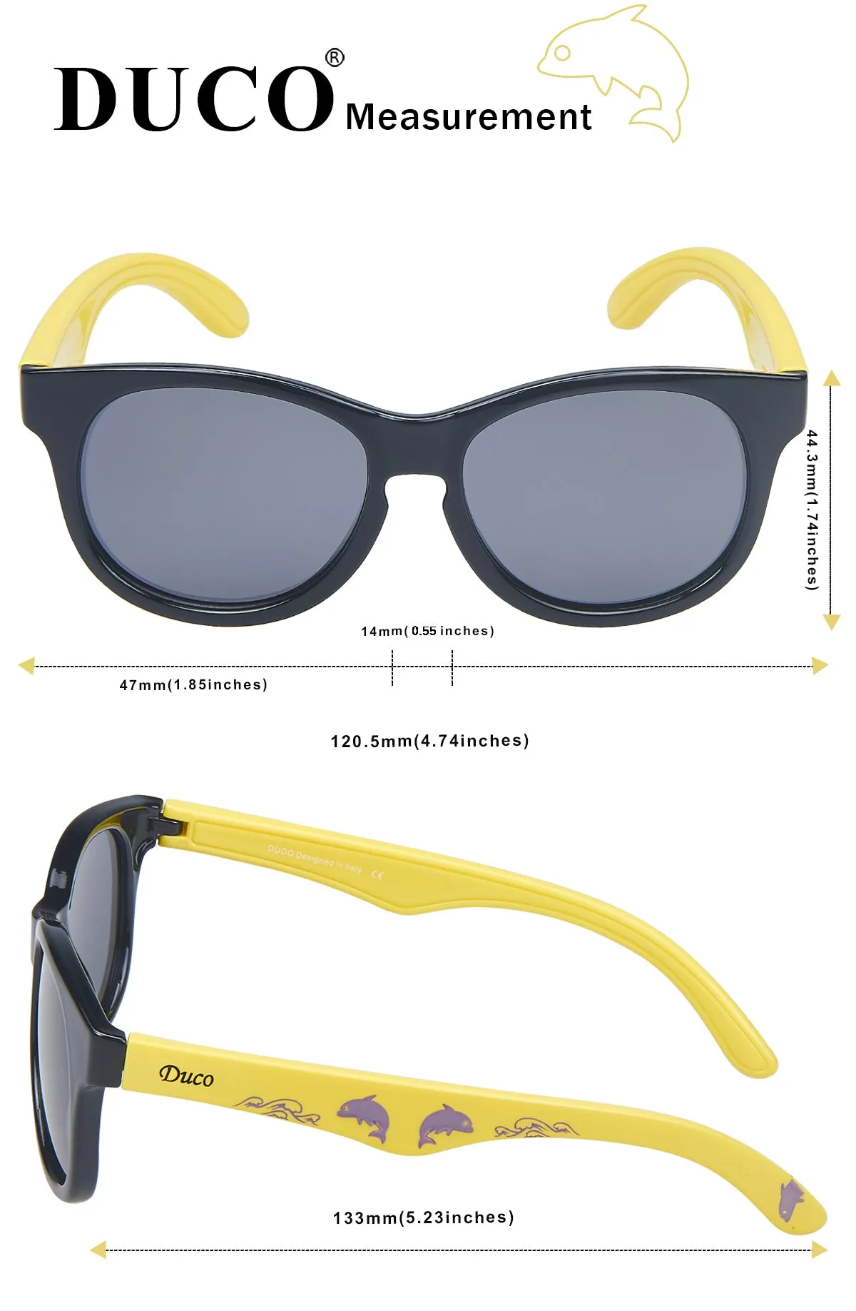 DUCO TPEE Kids Sport Polarized Sunglasses For Kids Boys Girls Rubber Flexible Frame Sunglasses UV Protection