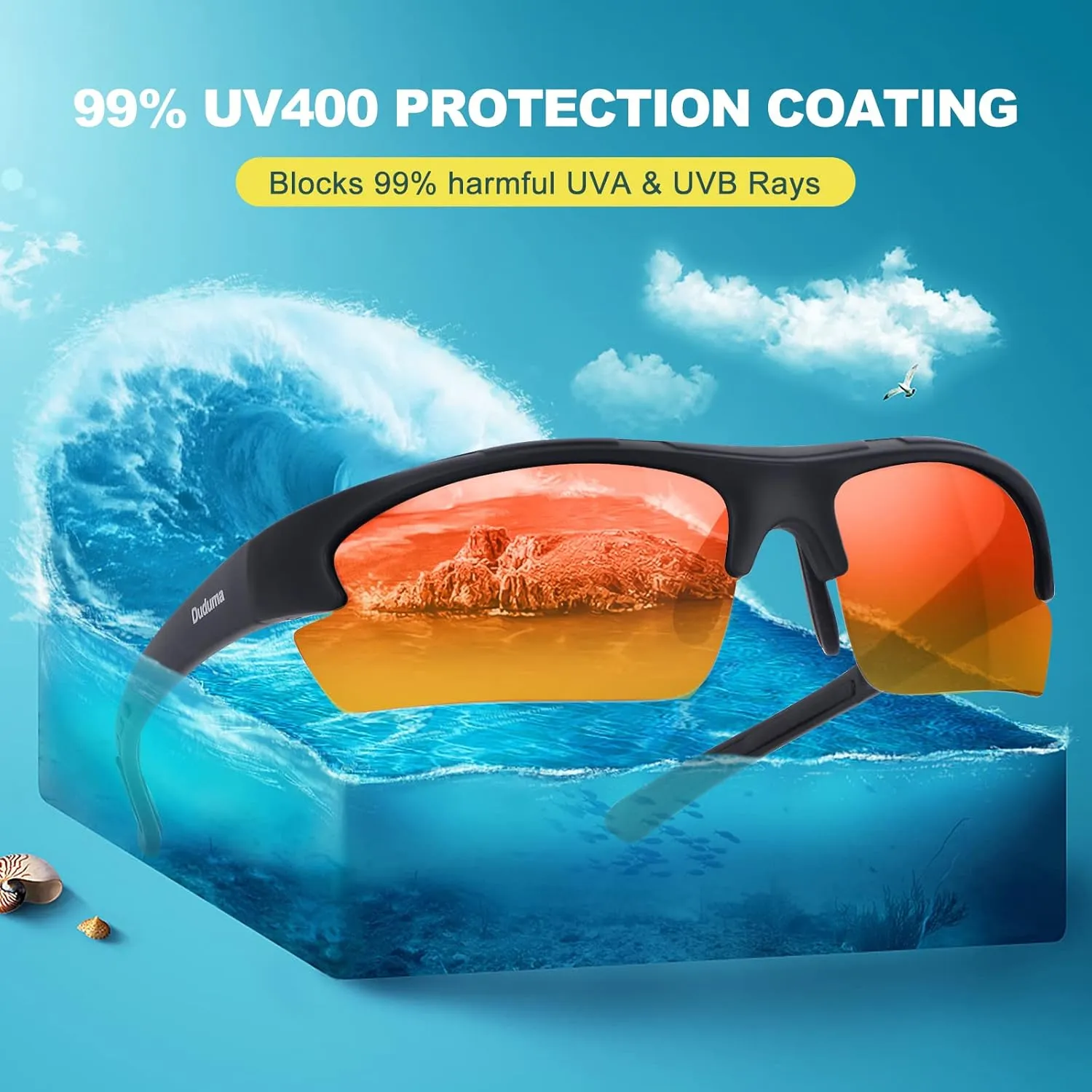 Duduma Polarized Sports Sunglasses for Men Fishing Cycling Running Golf Driving Sun glasses Glasses Tr62 Superlight Frame