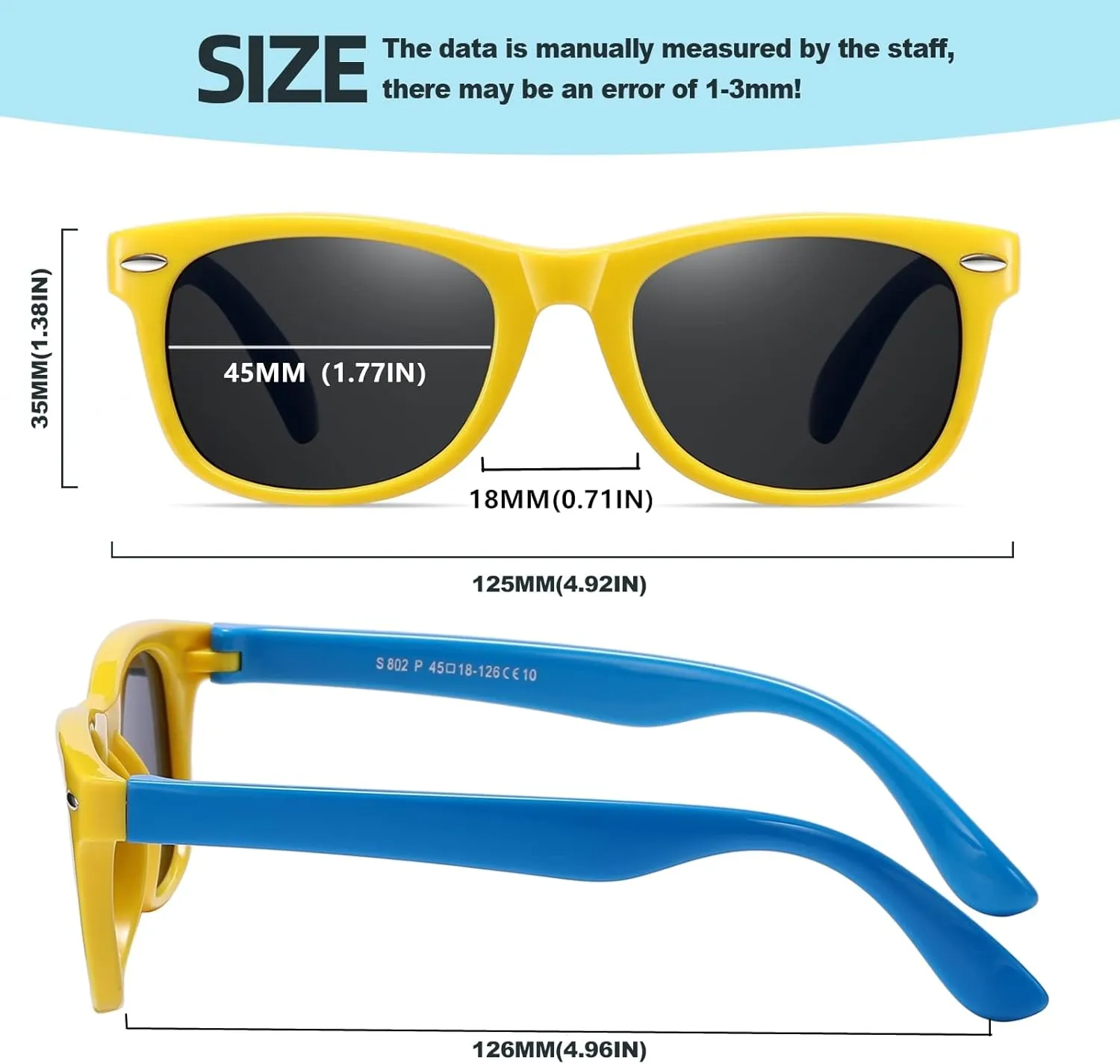 DYLB Kids Polarized Sunglasses for girls boys 3 Pack, Flexible TPEE Rubber Frame for Children Age 3-8.