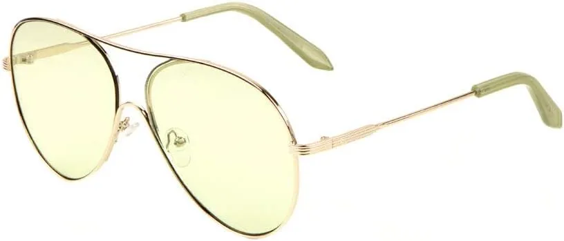 Ear Color Bridge Rimless Round Aviator Sunglasses