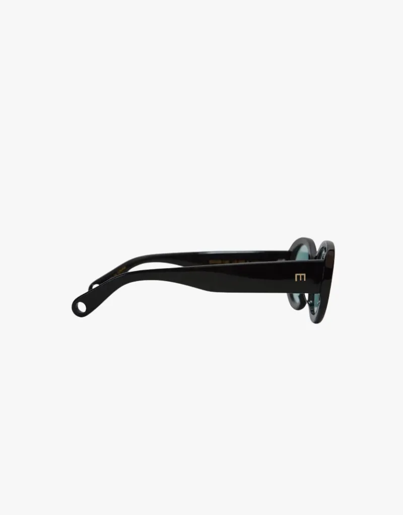Elisa Johnson Lyna Sunglasses in Gloss Black Teal Lens