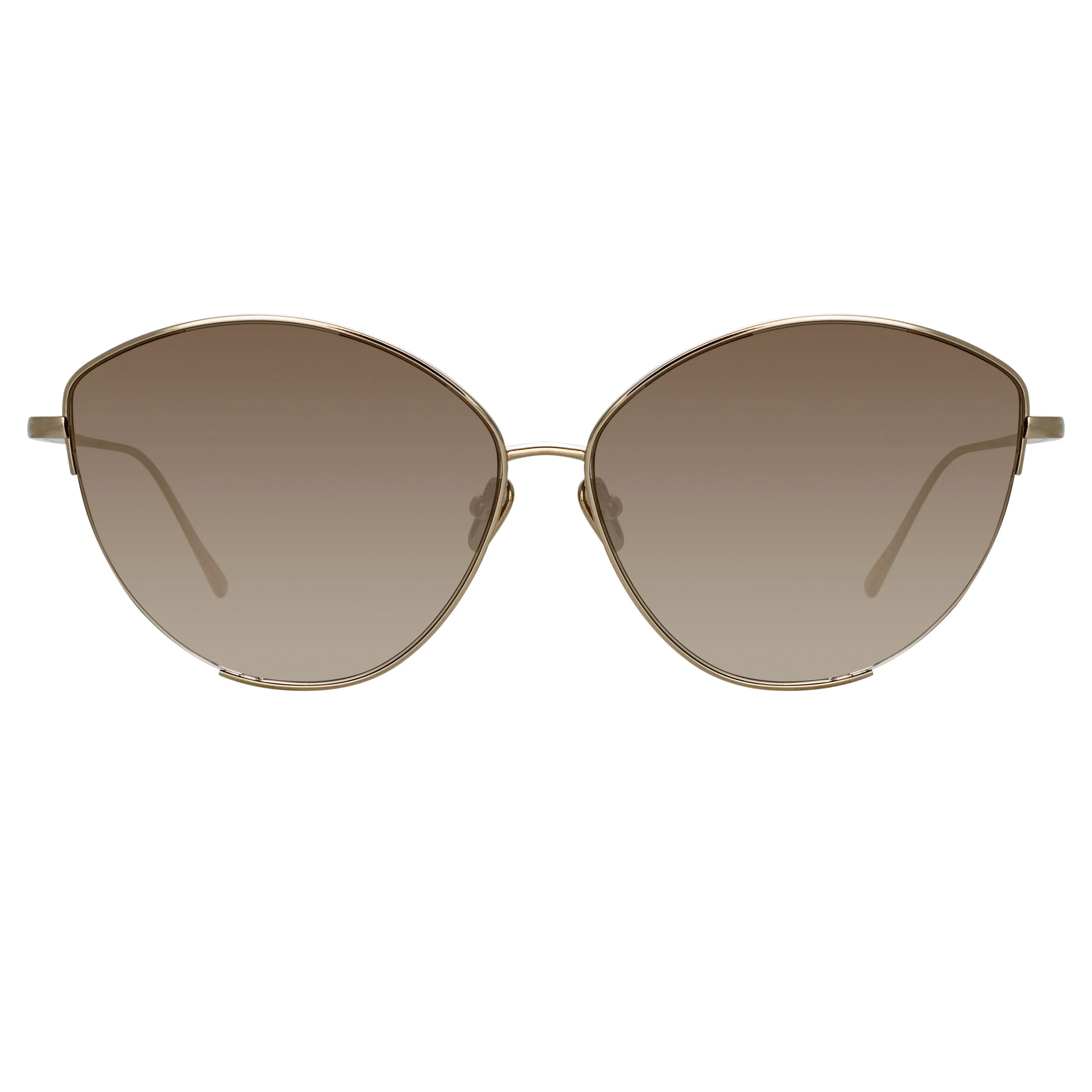 Ella Cat Eye Sunglasses in Light Gold and Brown