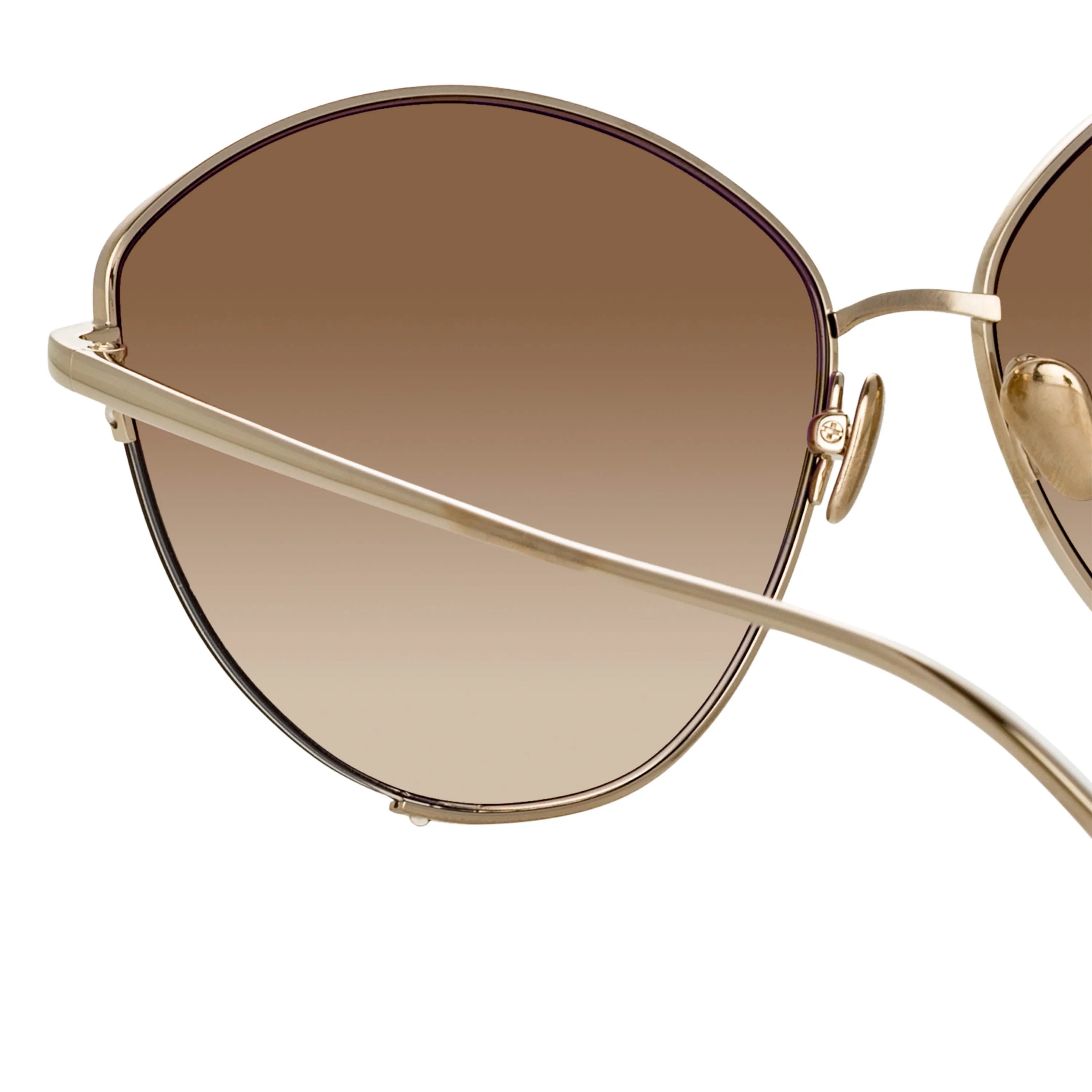 Ella Cat Eye Sunglasses in Light Gold and Brown