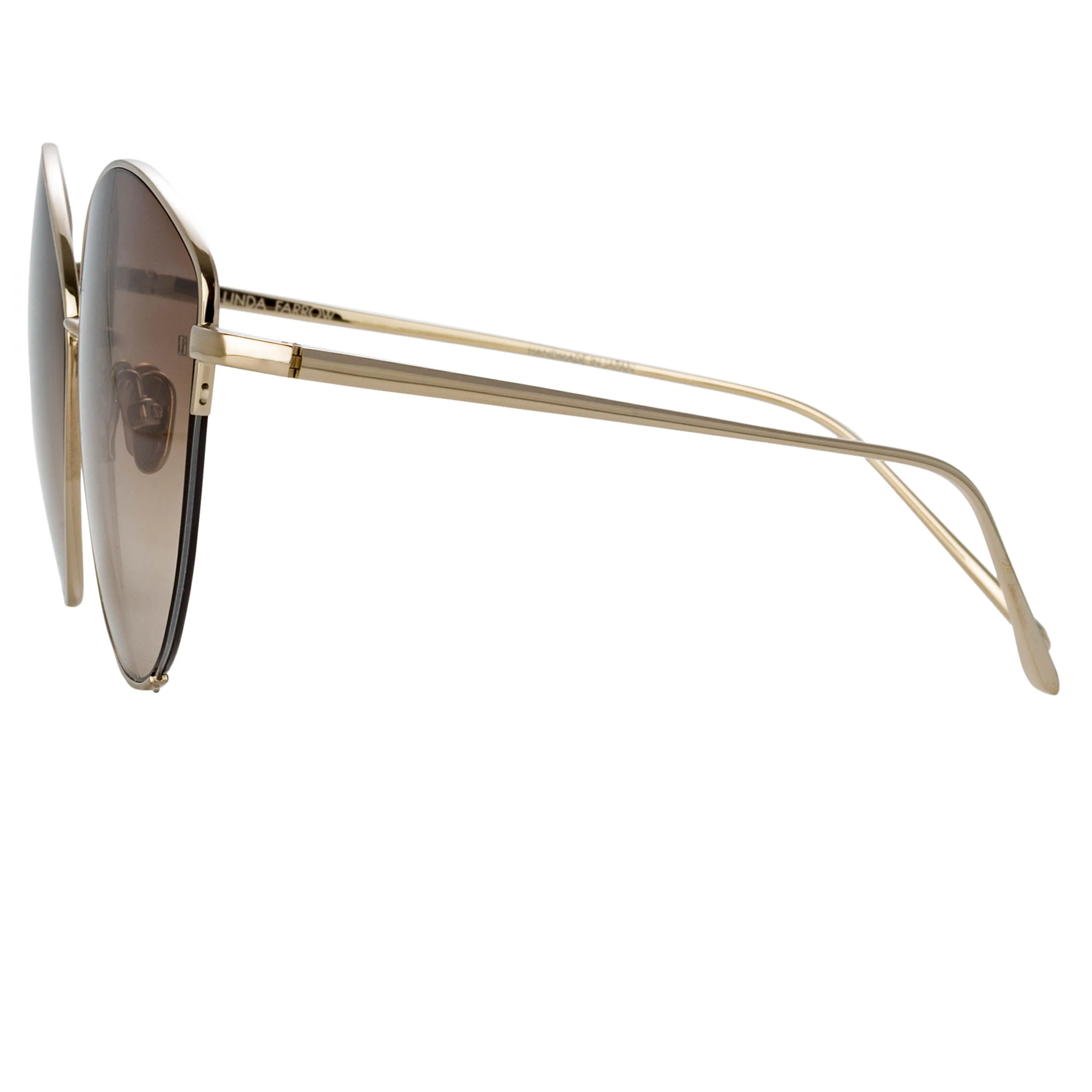 Ella Cat Eye Sunglasses in Light Gold and Brown