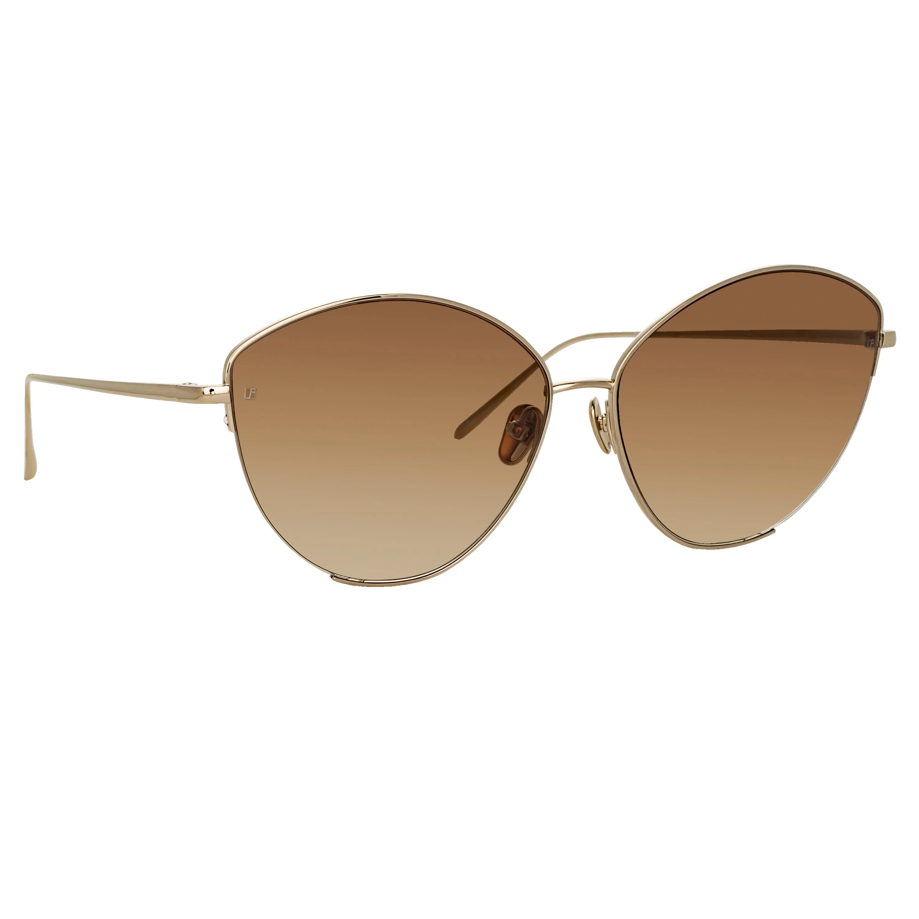 Ella Cat Eye Sunglasses in Light Gold and Brown