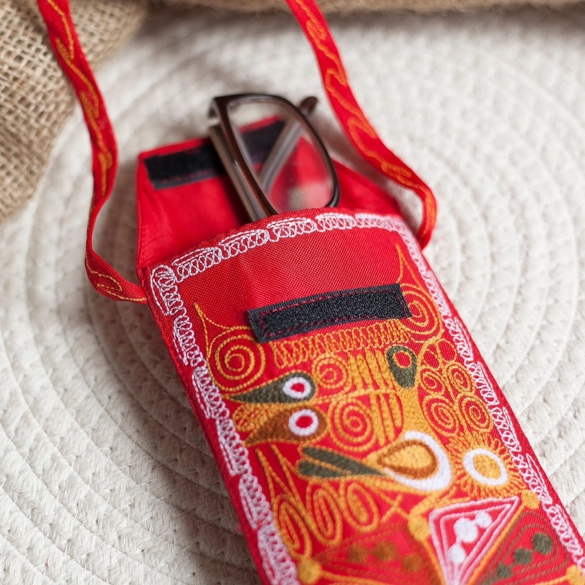 Embroidered Eyeglasses Bag in Chili from Peru - Embellished Beauty in Chili | NOVICA