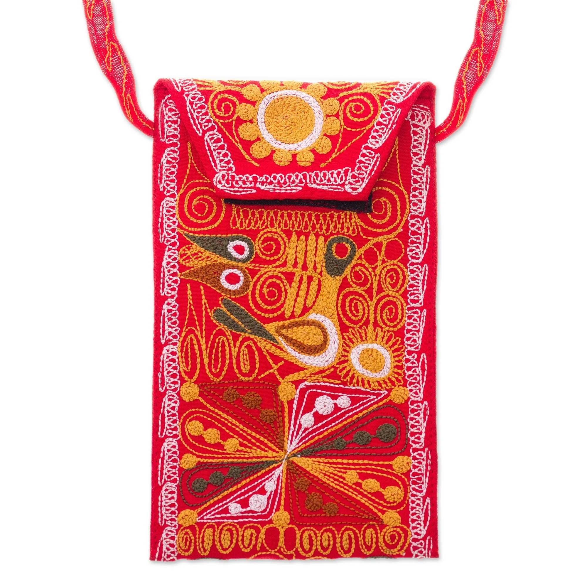 Embroidered Eyeglasses Bag in Chili from Peru - Embellished Beauty in Chili | NOVICA