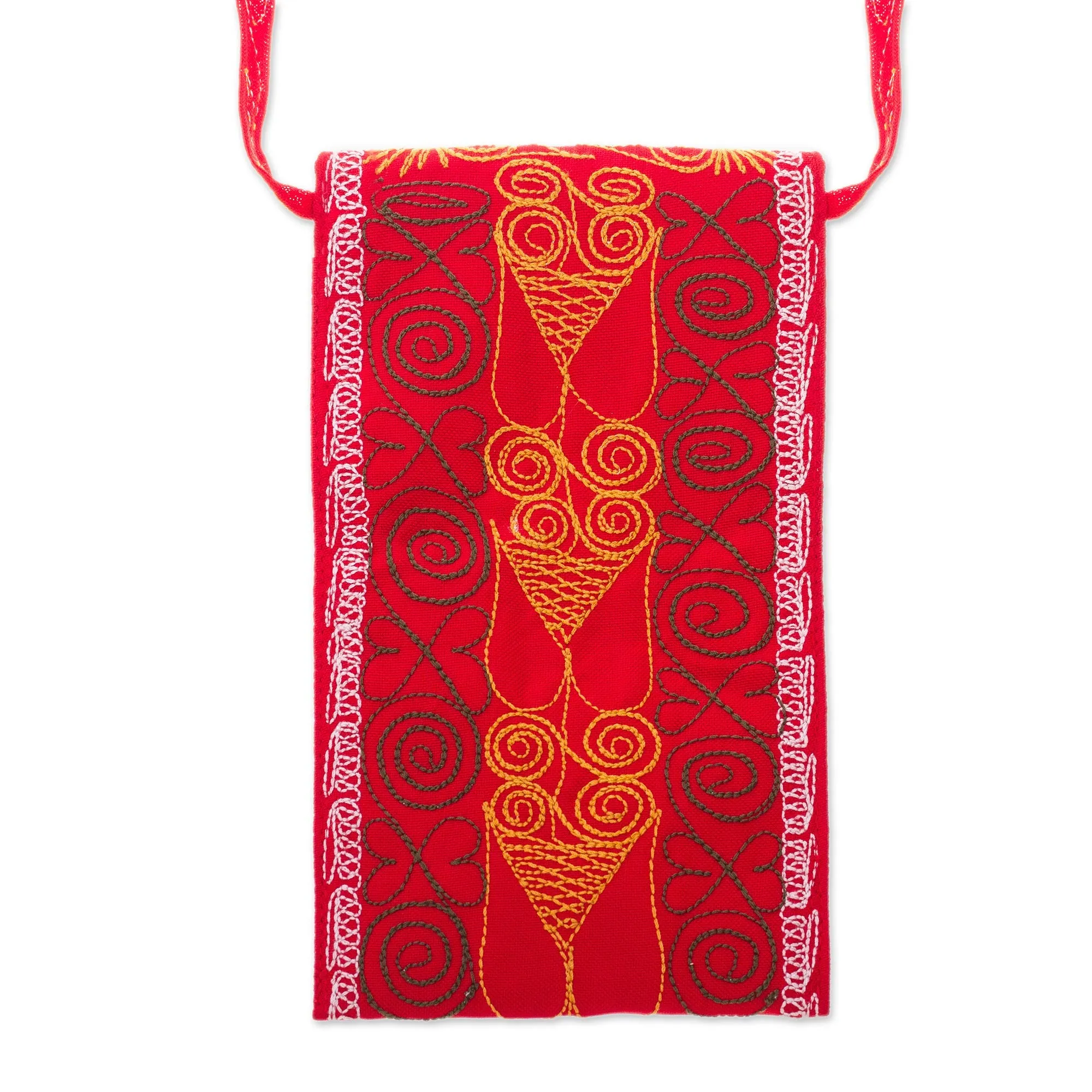 Embroidered Eyeglasses Bag in Chili from Peru - Embellished Beauty in Chili | NOVICA