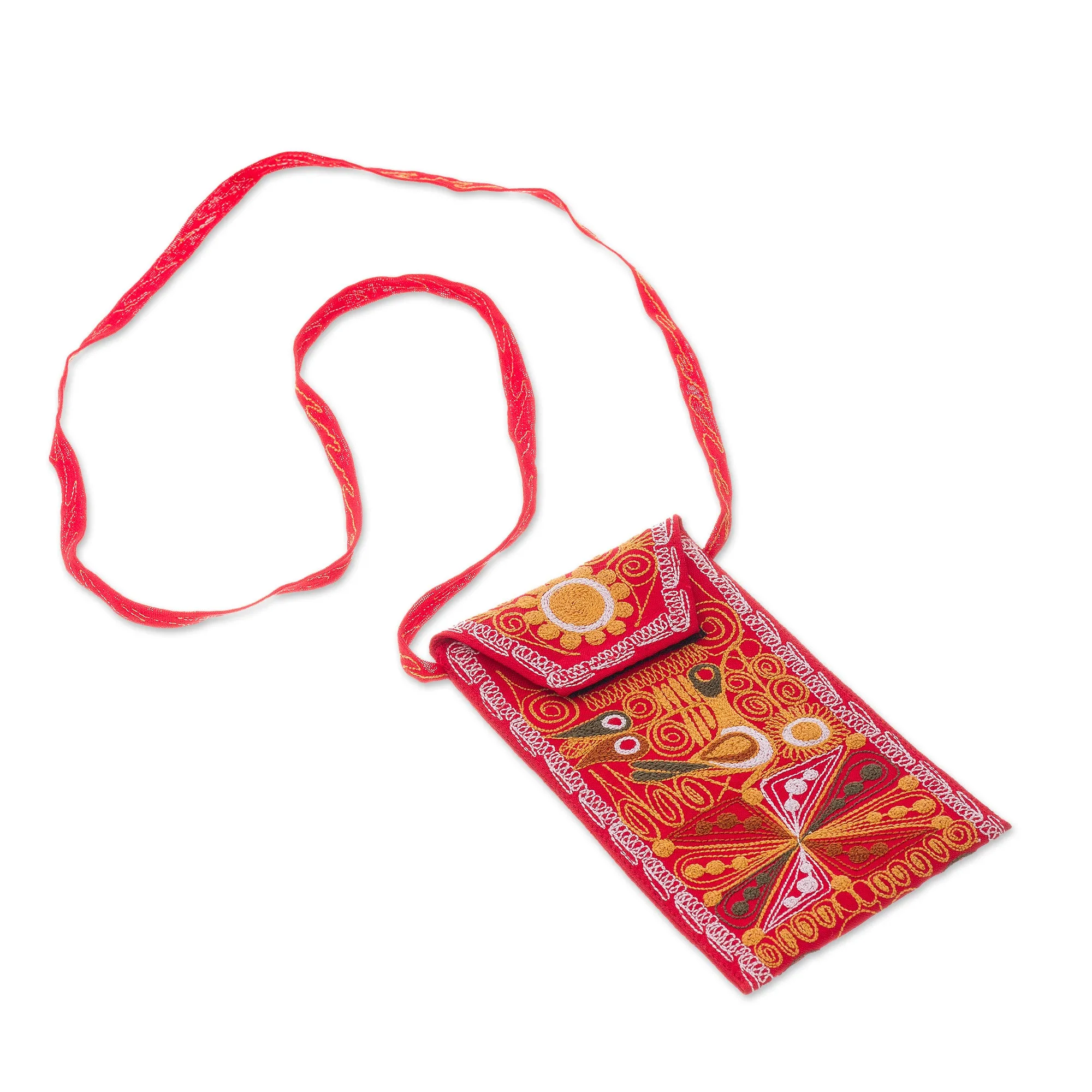 Embroidered Eyeglasses Bag in Chili from Peru - Embellished Beauty in Chili | NOVICA