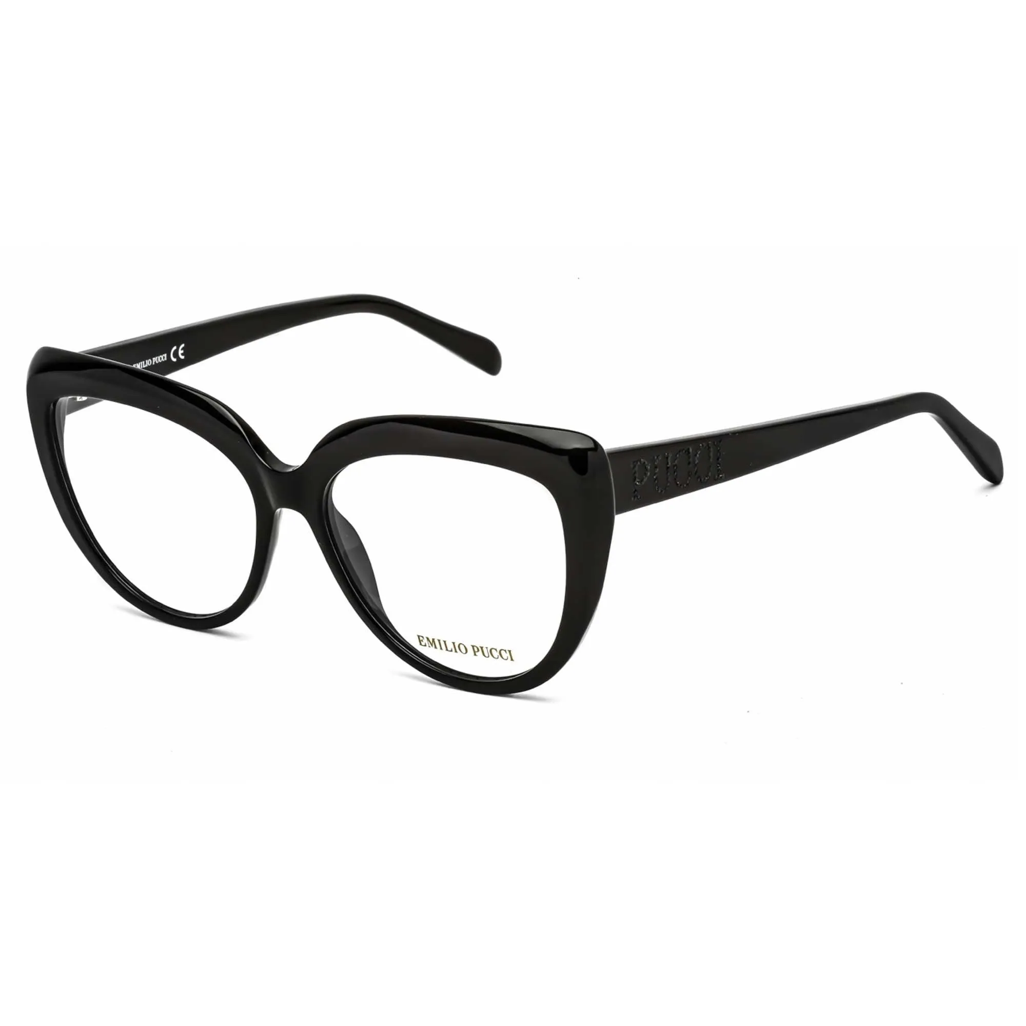 Emilio Pucci Women's Eyeglasses - Shiny Black Plastic Cat Eye Frame | EP5173 001